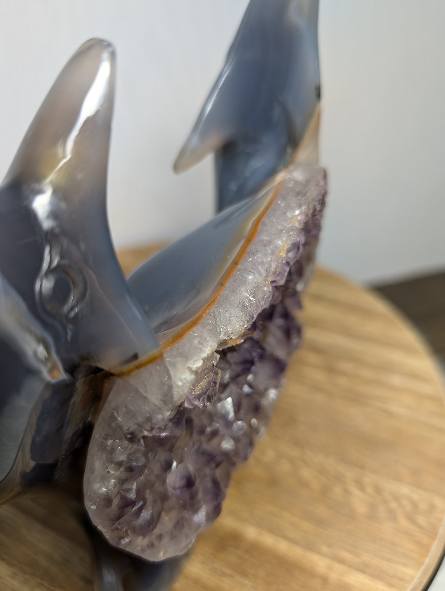 Druzy Agate Amethyst Dolphin Carving Z51