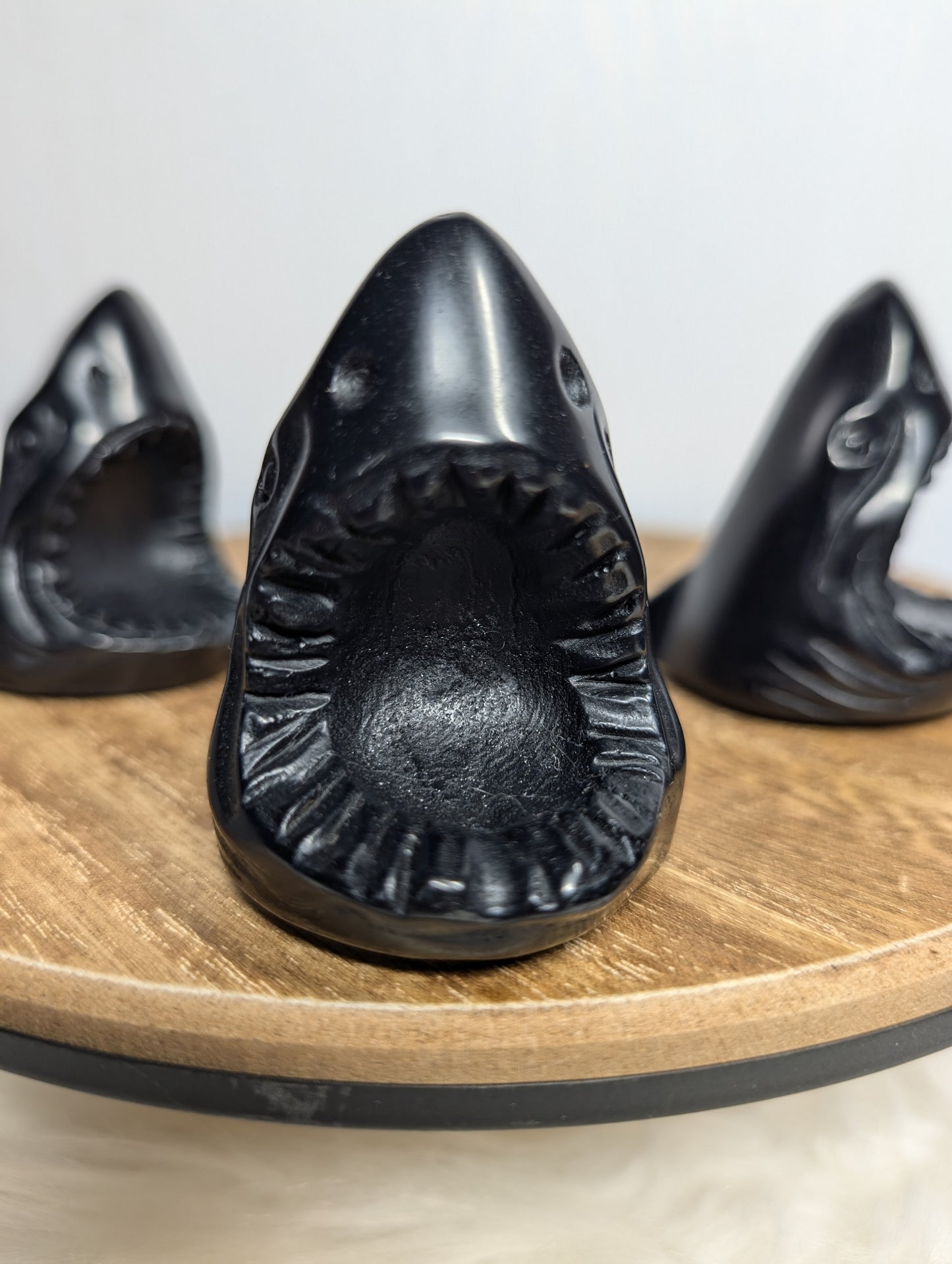 Black Obsidian Shark Head Carving