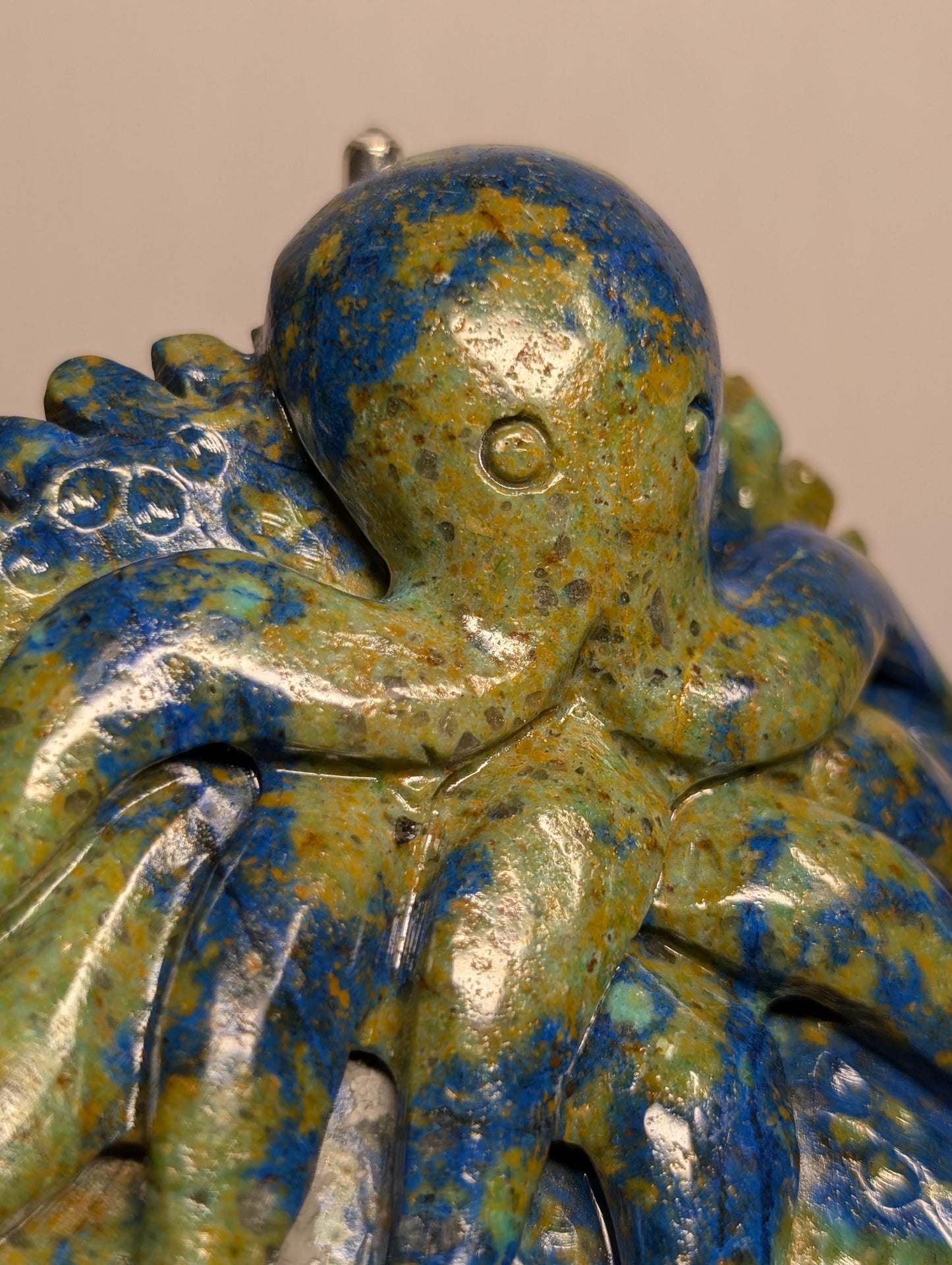Azurite Octopus Carving