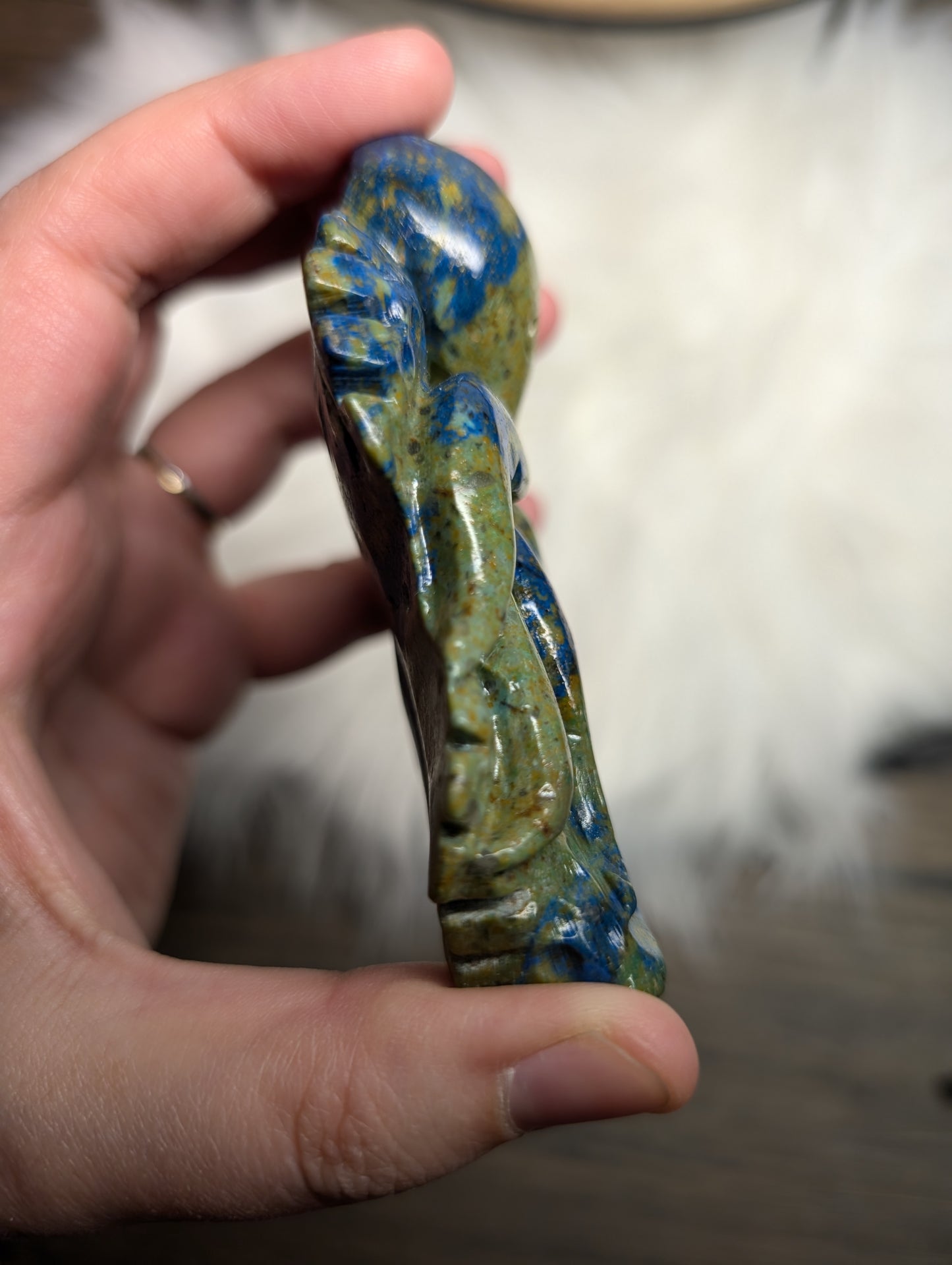 Azurite Octopus Carving