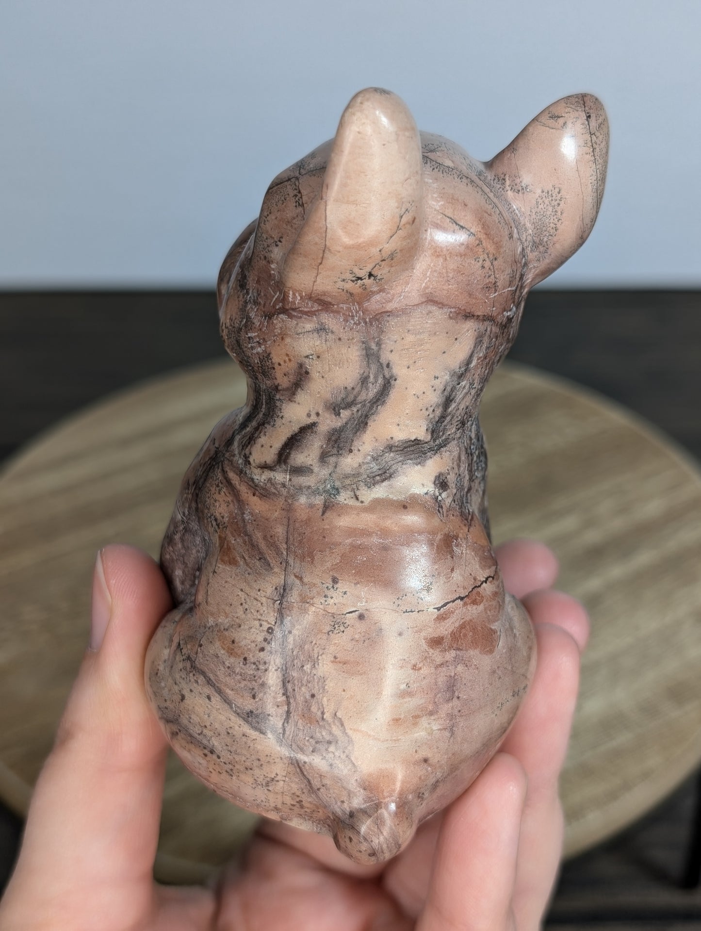 Pink Picture Jasper Frenchie Carving (AS34)