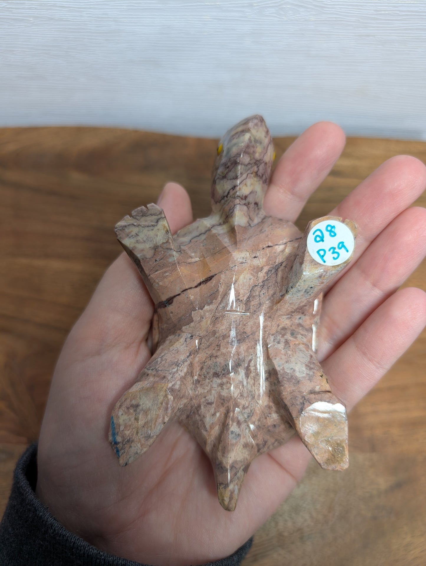 Pink Soapstone Turtle Carving (P39)