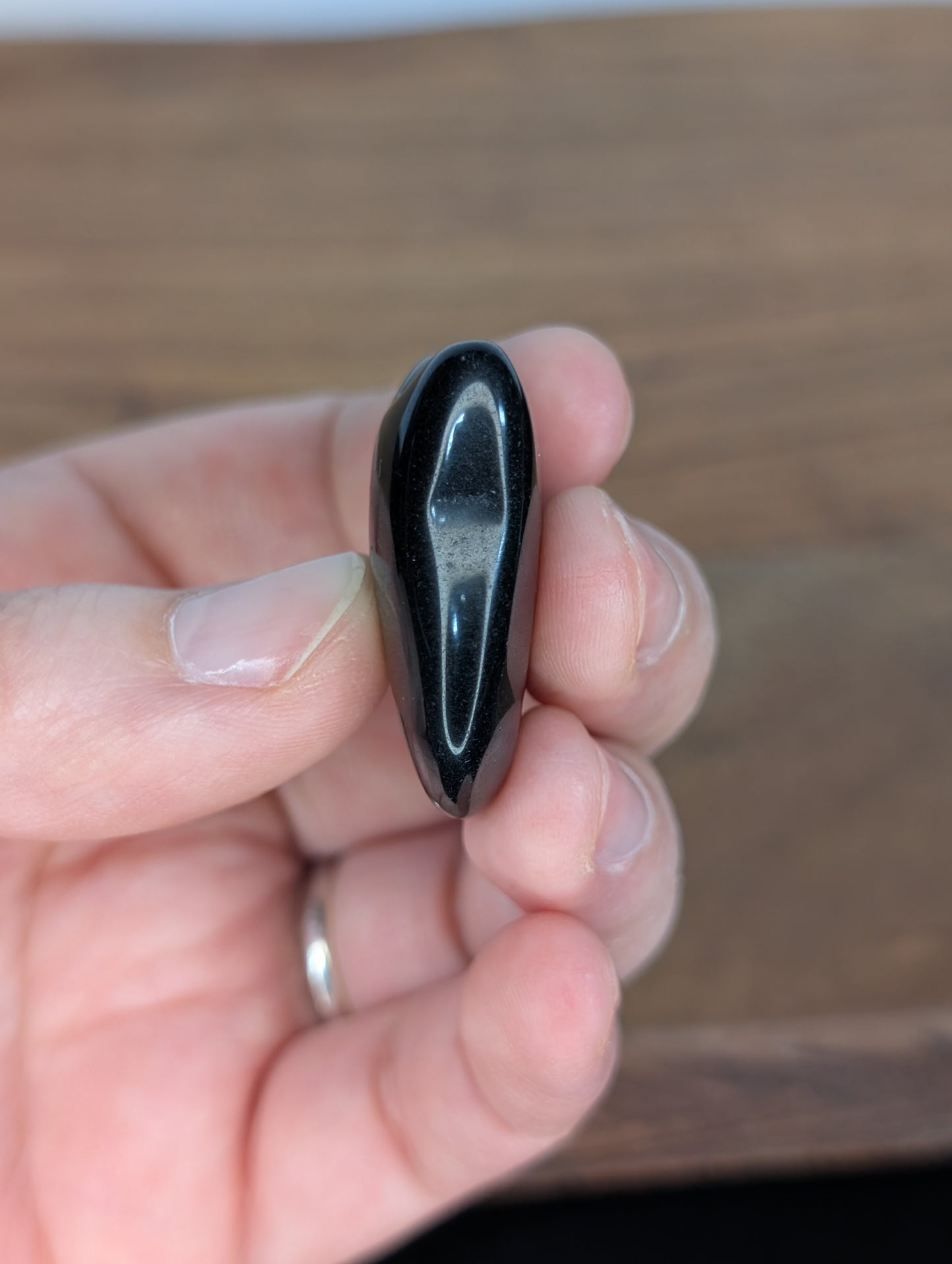 Obsidian Cat Head Carving