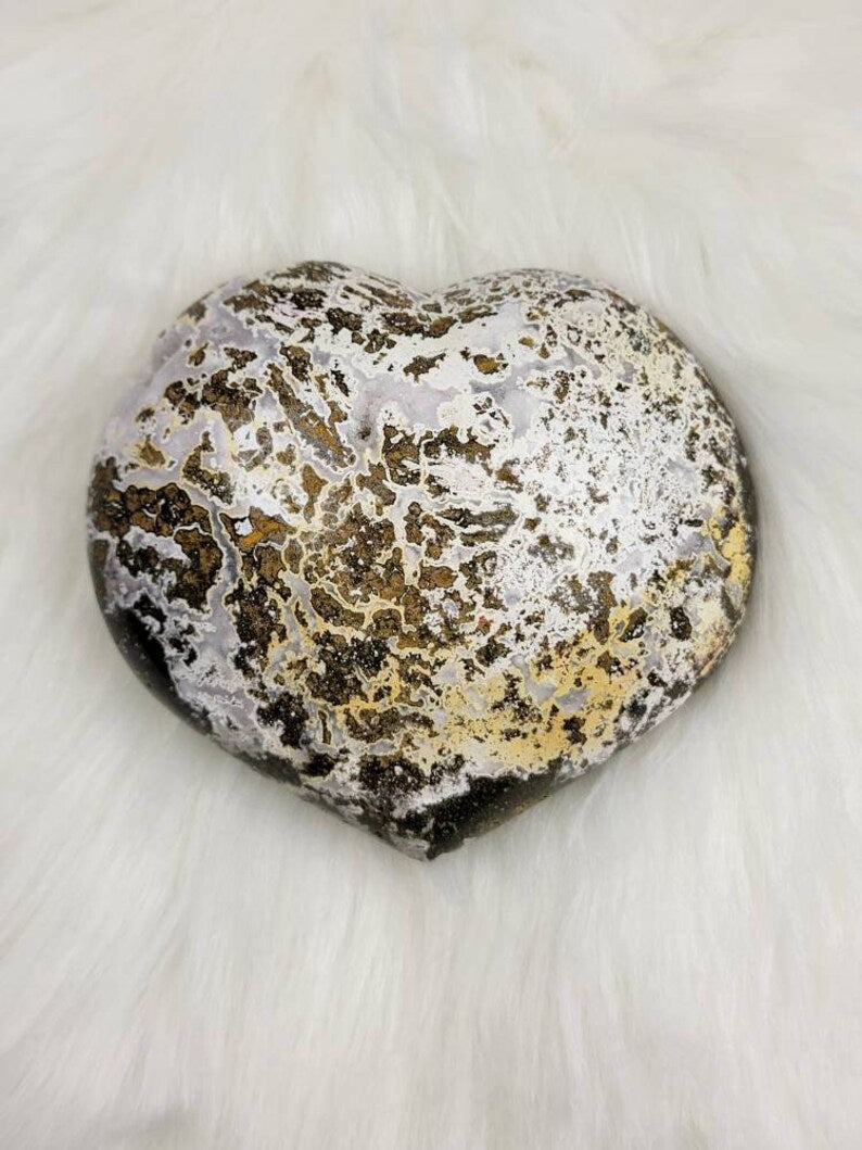 Druzy Sea Jasper Heart Carving