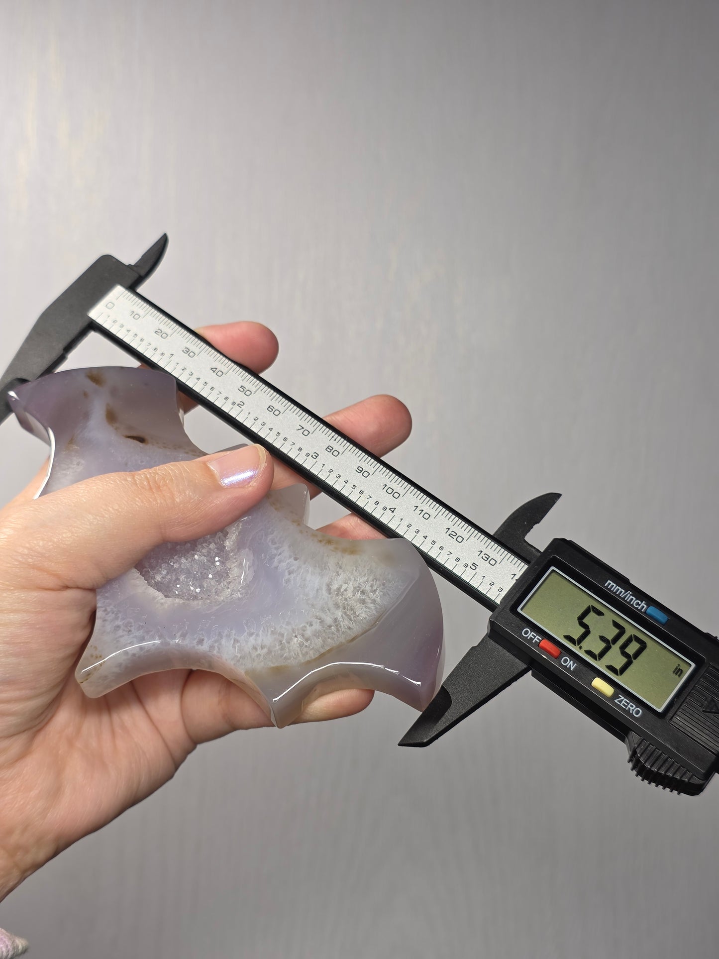 Druzy Agate Bat Carving w/ Acrylic Stand