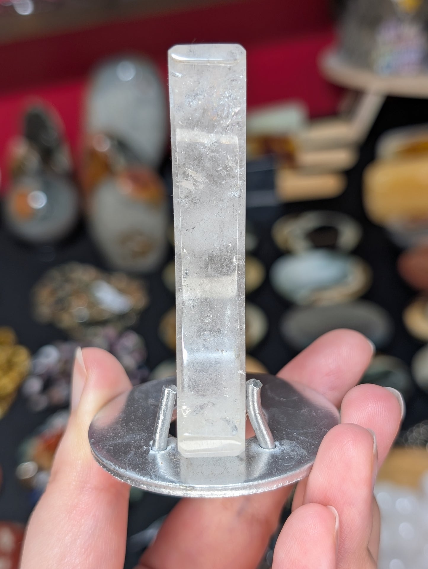 Clear Quartz Moon Carving on Custom Stand
