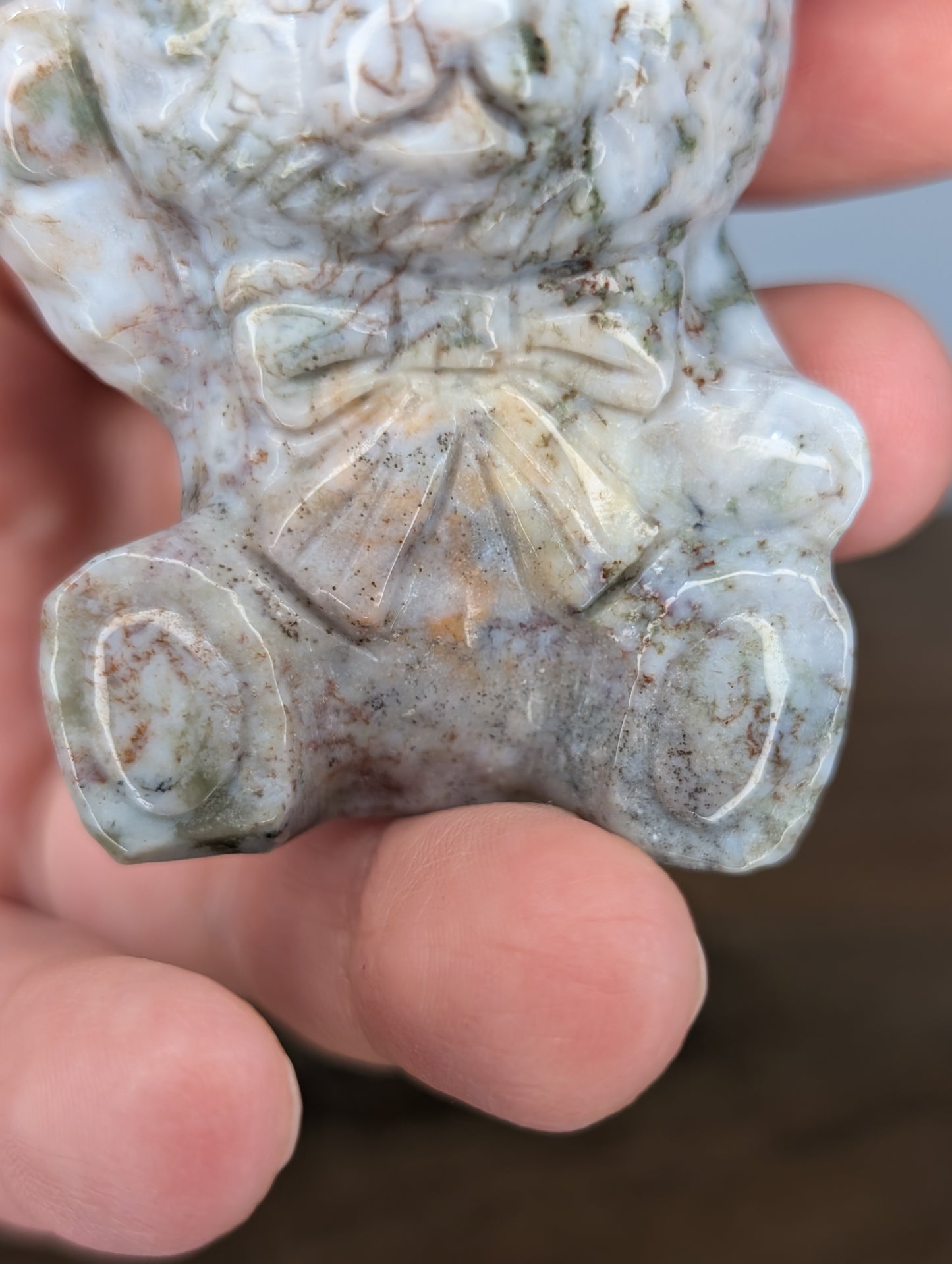 Druzy Sea Jasper Teddy Bear Carving (R18)