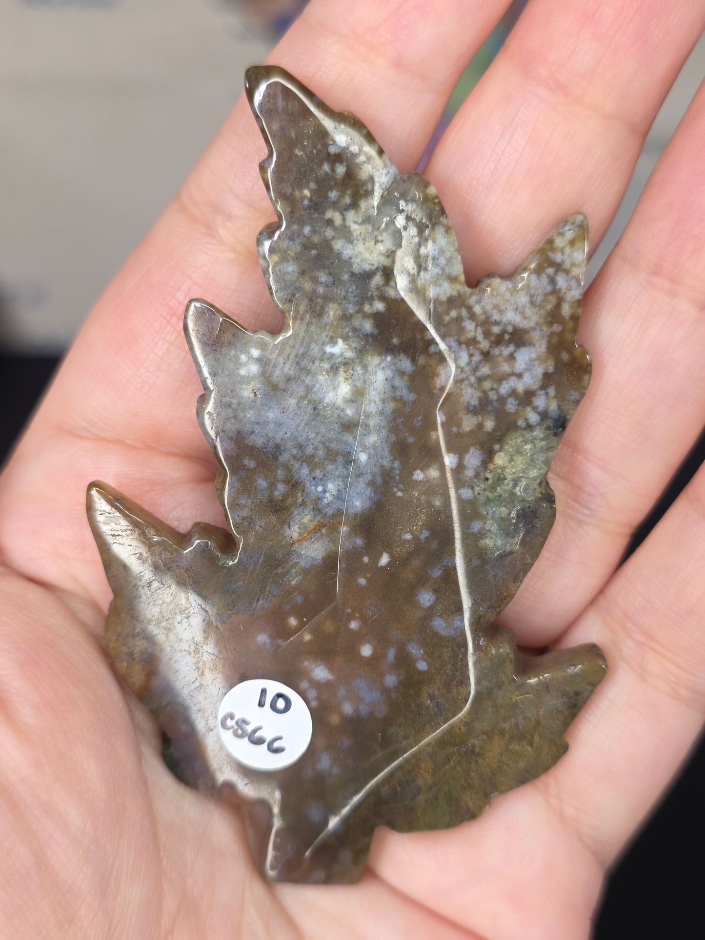 Sea Jasper Leaf Carving
