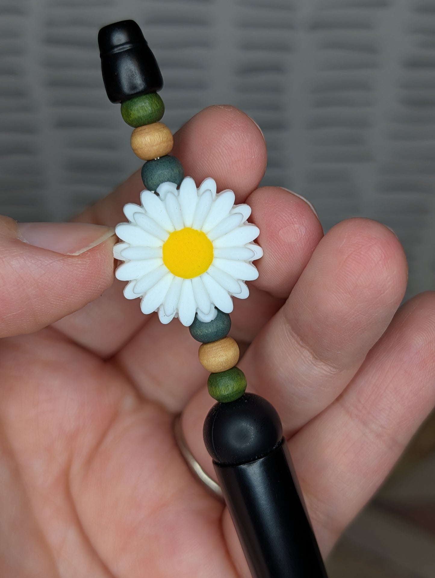 Blue & Green Daisy Beaded Pen