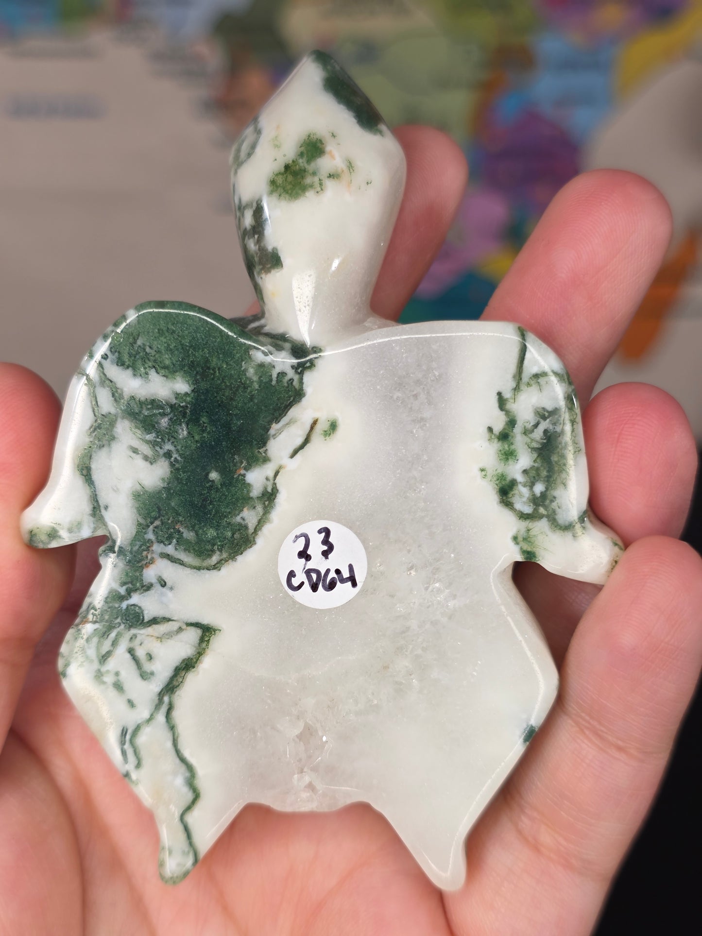Moss Agate Sea Turtle Carving