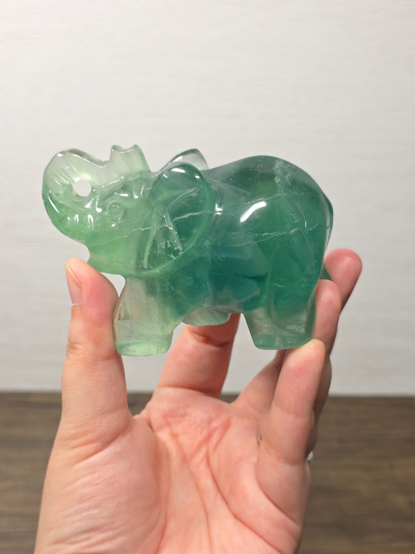 Green Fluorite Elephant Carving