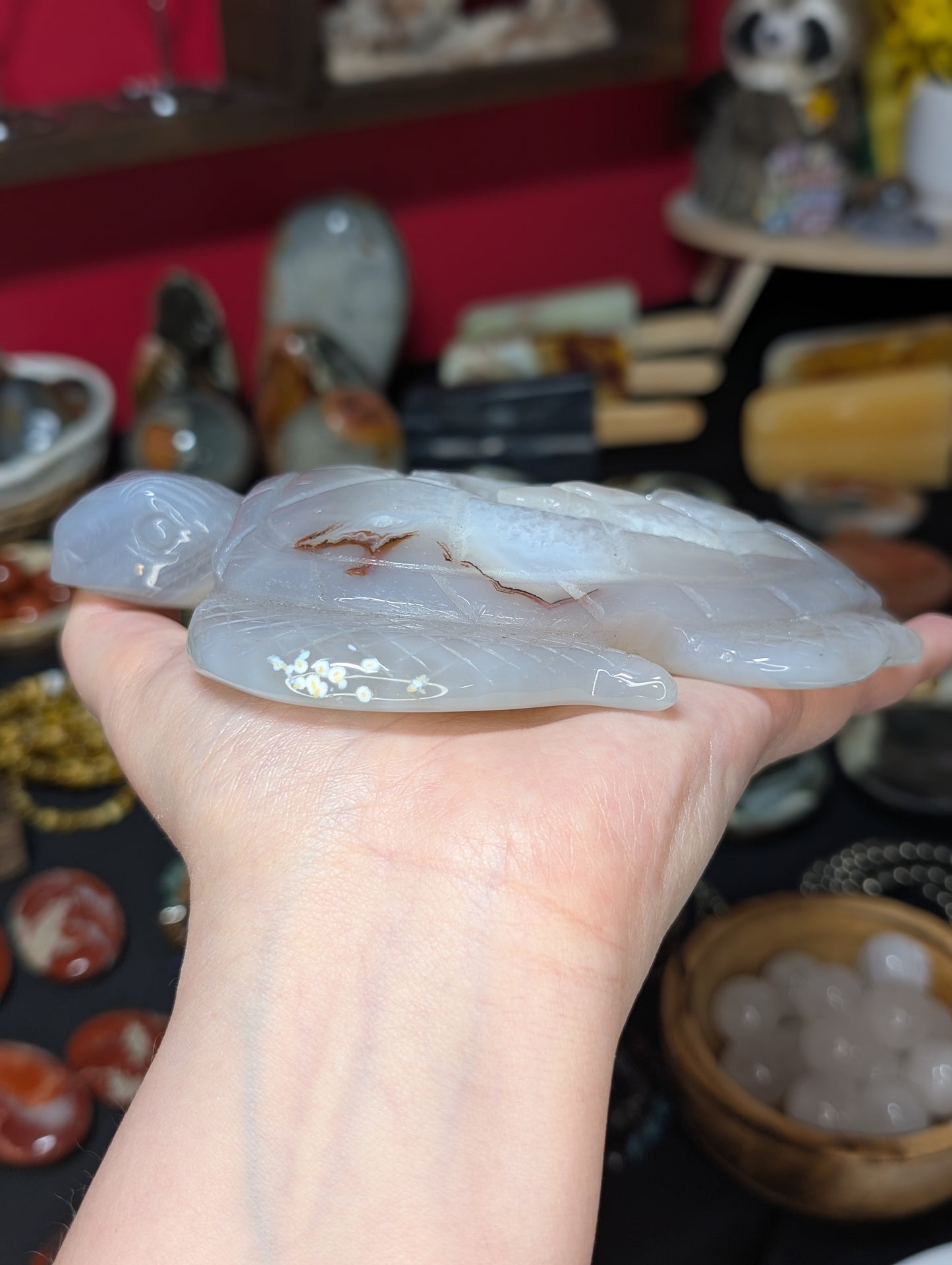 XL Druzy Agate Turtle Carving