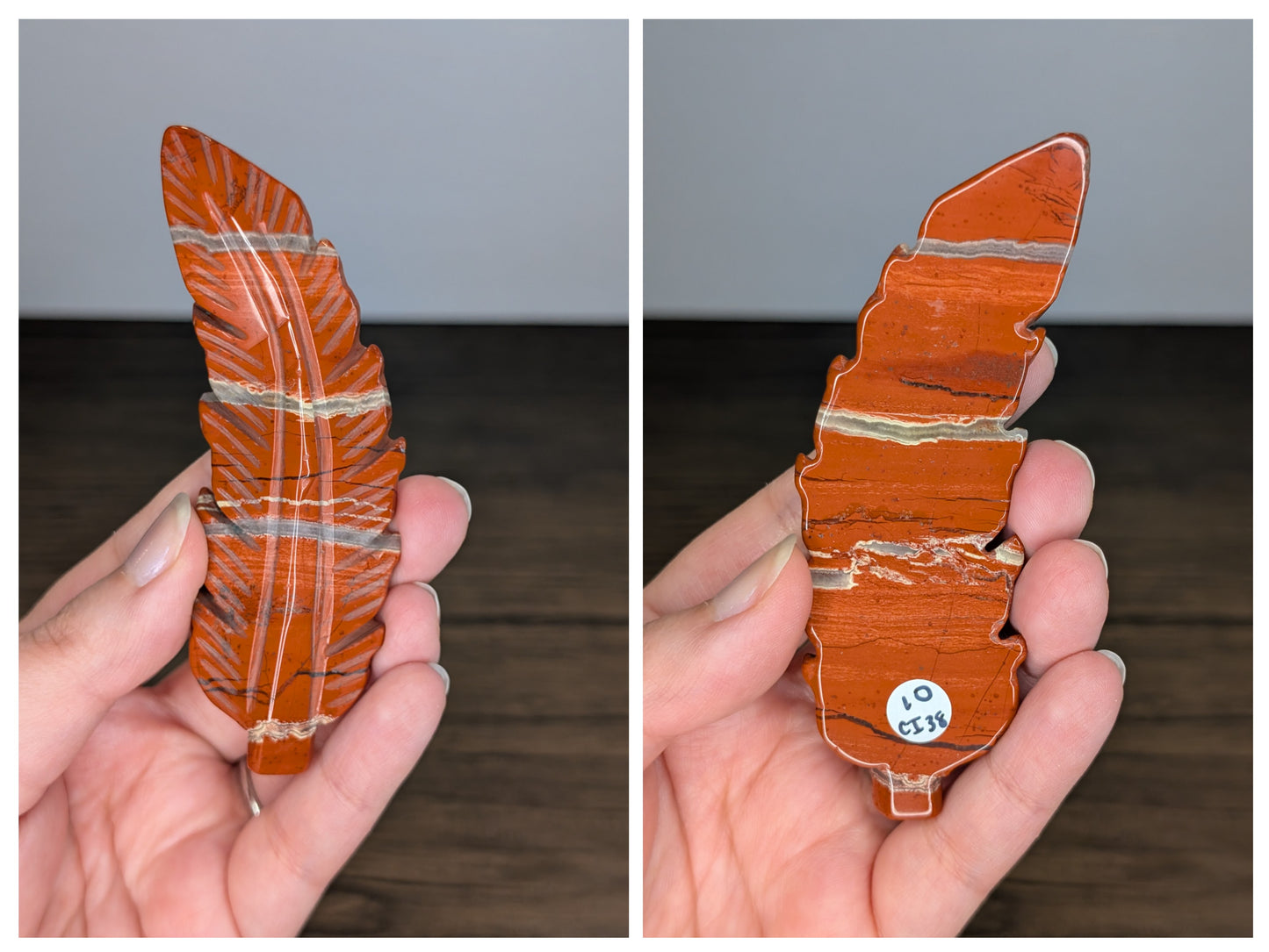 Red Jasper Feather Carving