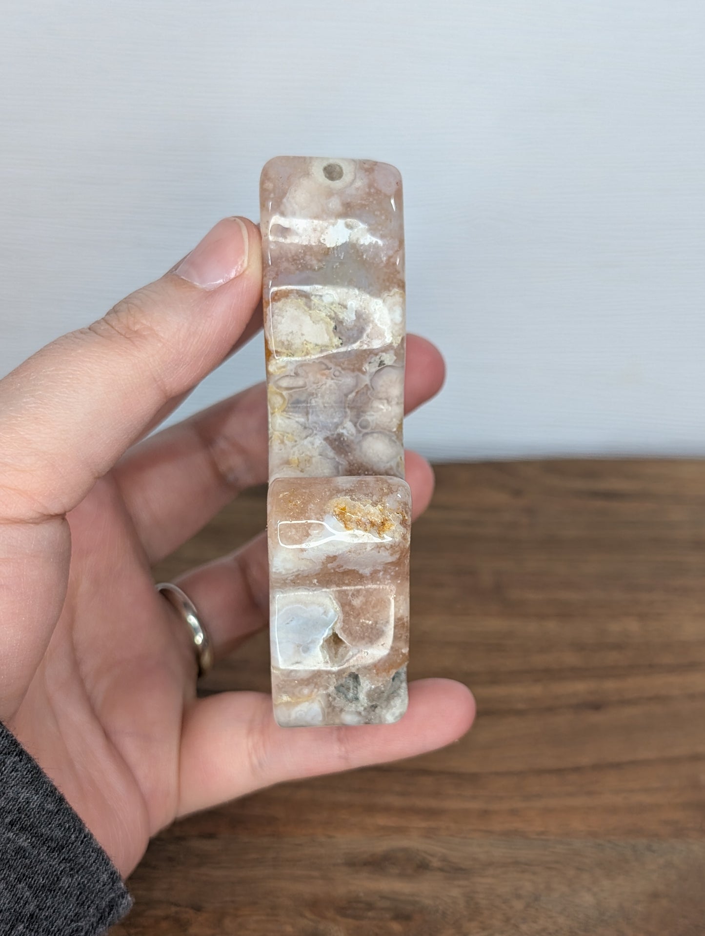 Flower Agate Cat Silhouette Carving (V73)