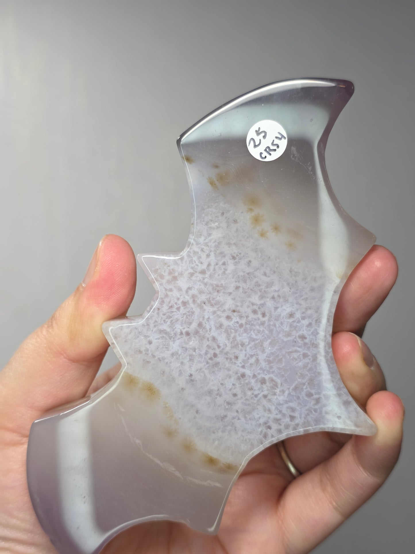 Druzy Agate Bat Carving w/ Acrylic Stand