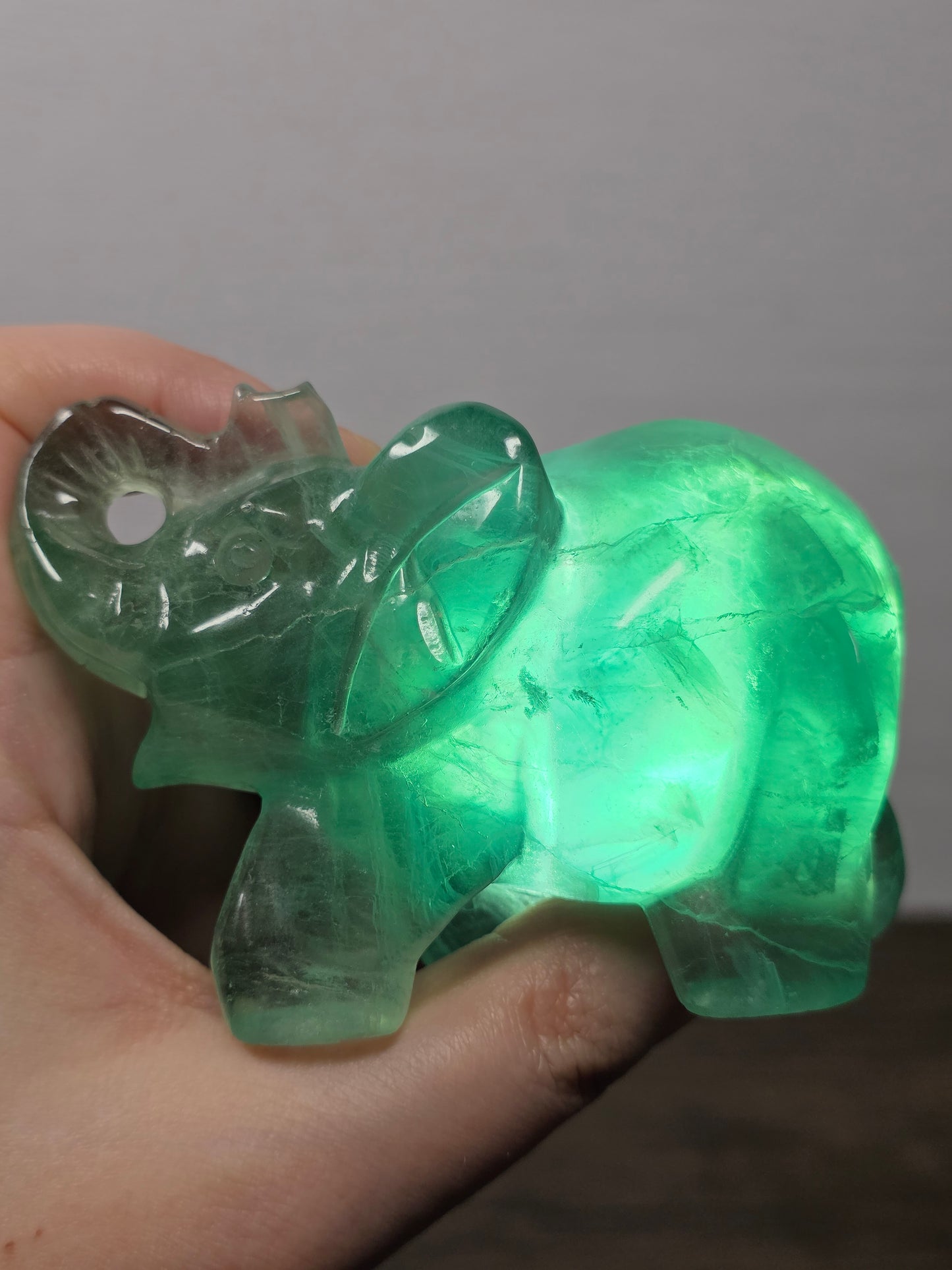 Green Fluorite Elephant Carving