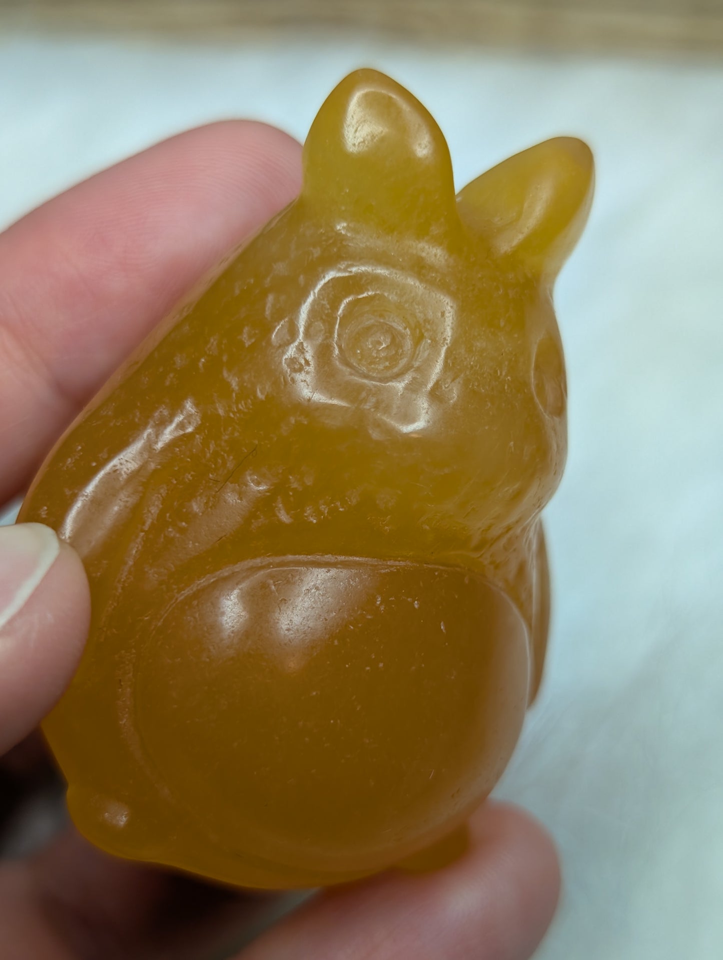 Orange Calcite Totoro Carving