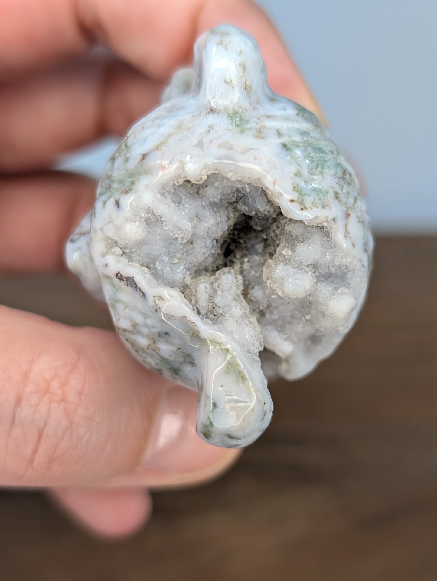 Druzy Sea Jasper Teddy Bear Carving (R18)