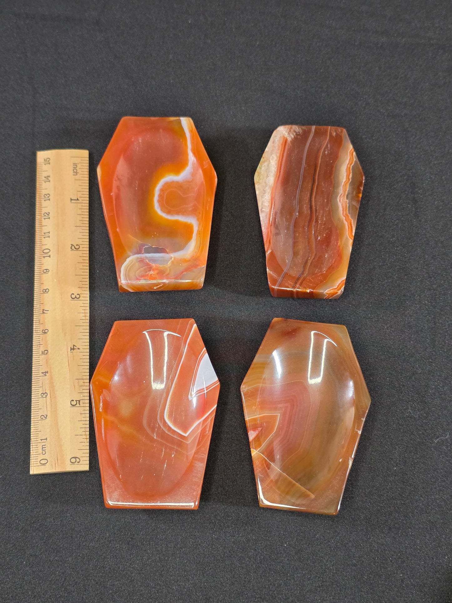 Banded Red Agate Coffin Bowl Carving