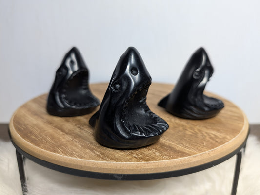 Black Obsidian Shark Head Carving