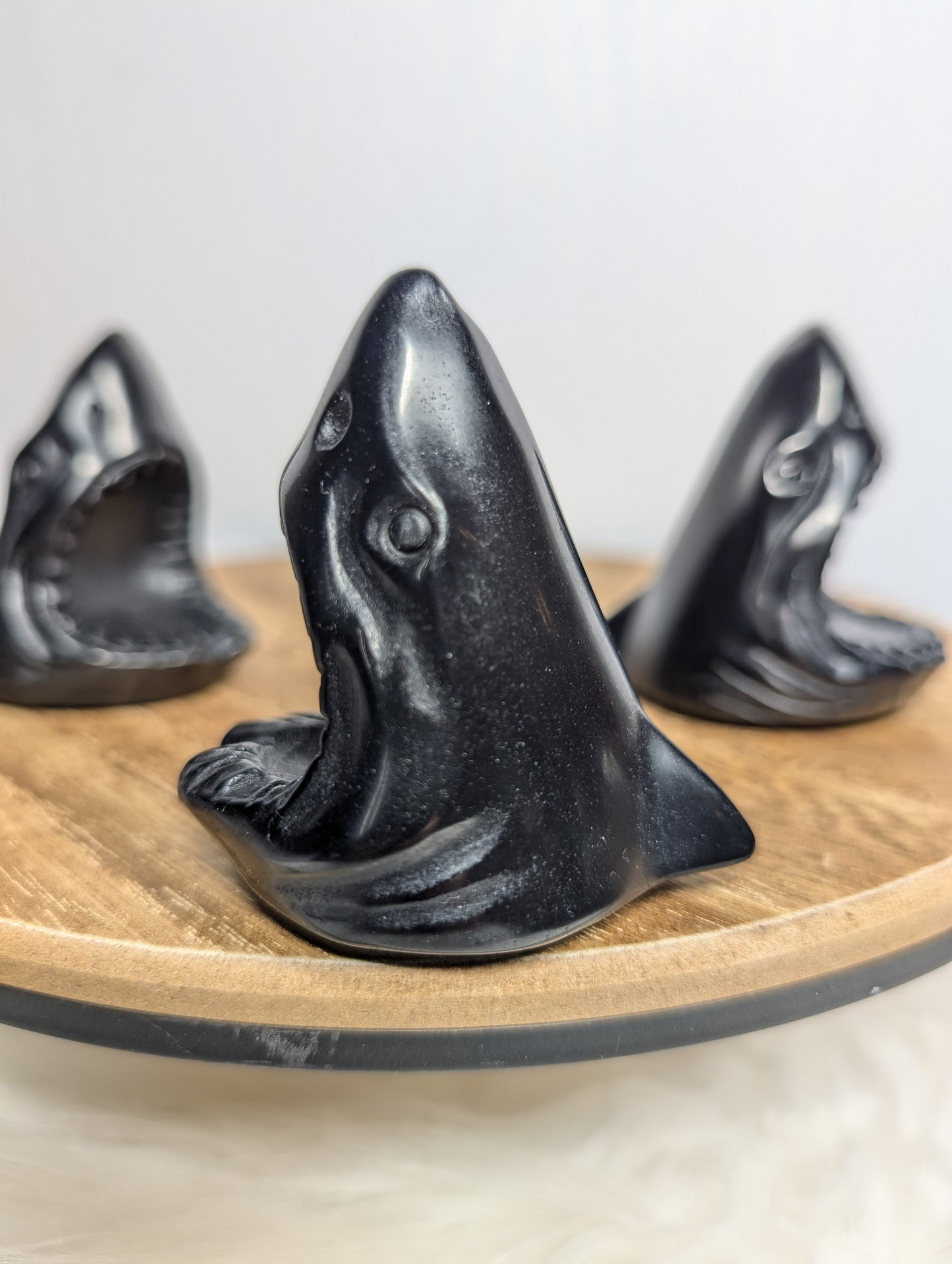 Black Obsidian Shark Head Carving