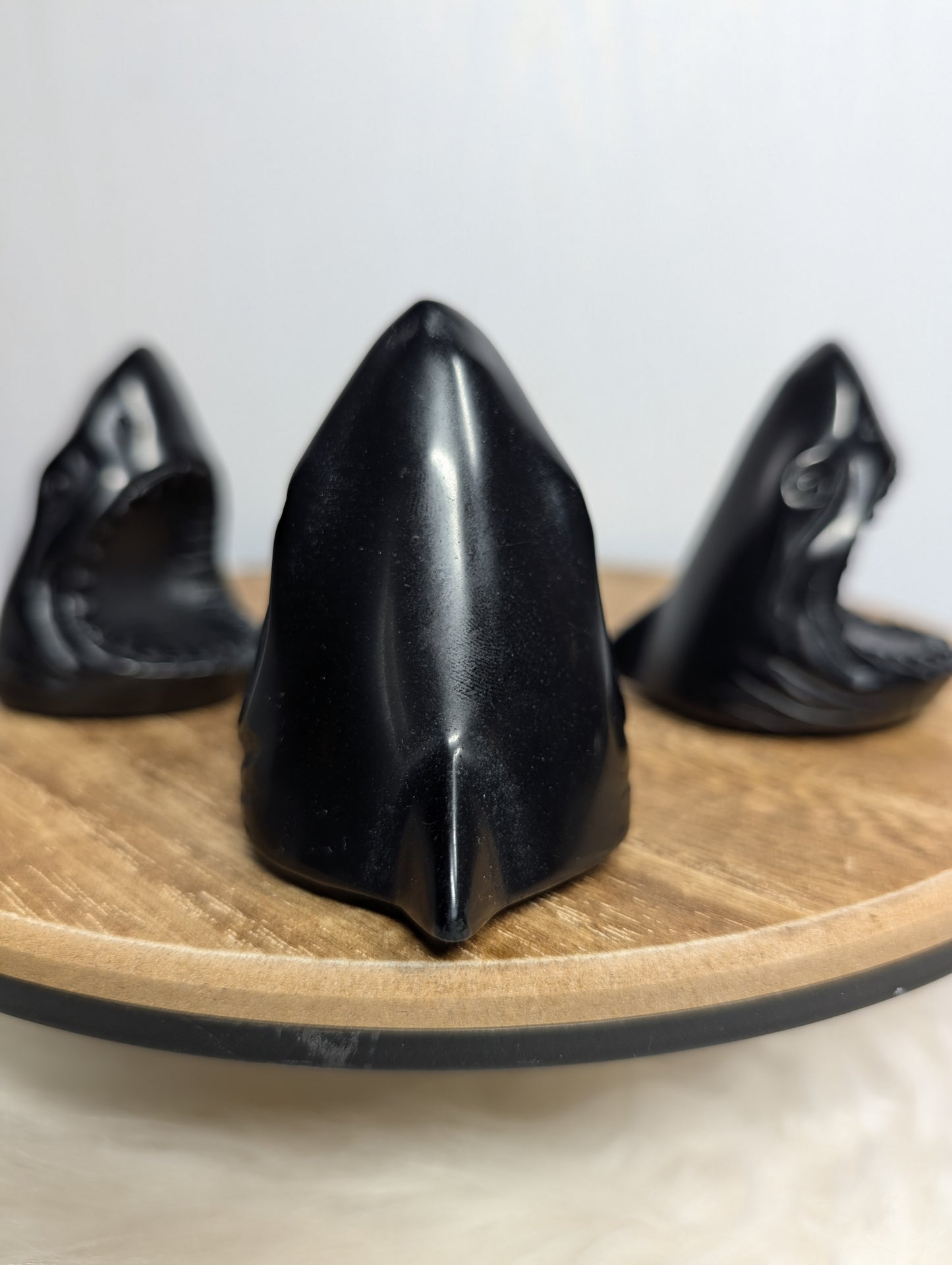 Black Obsidian Shark Head Carving