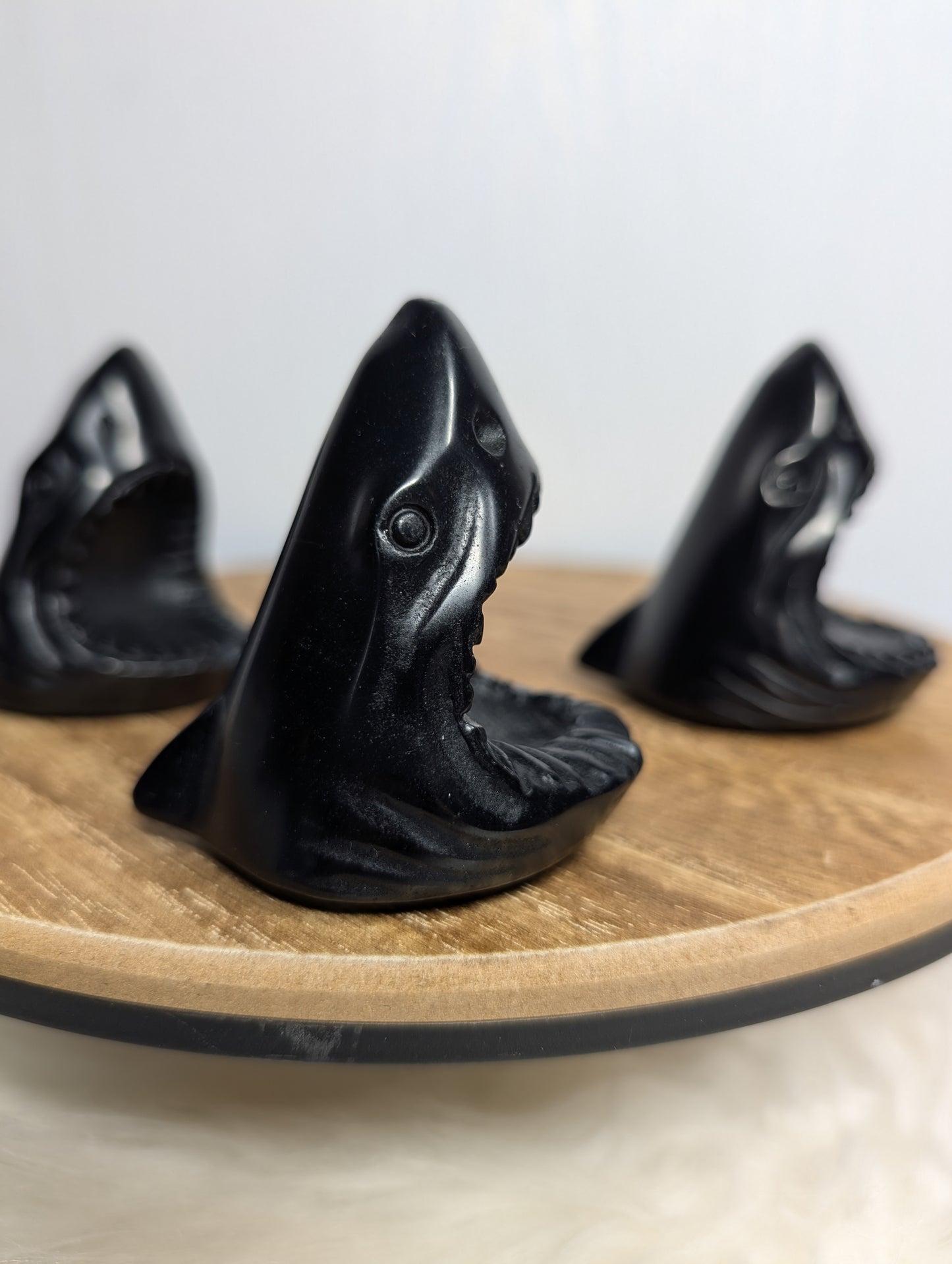 Black Obsidian Shark Head Carving