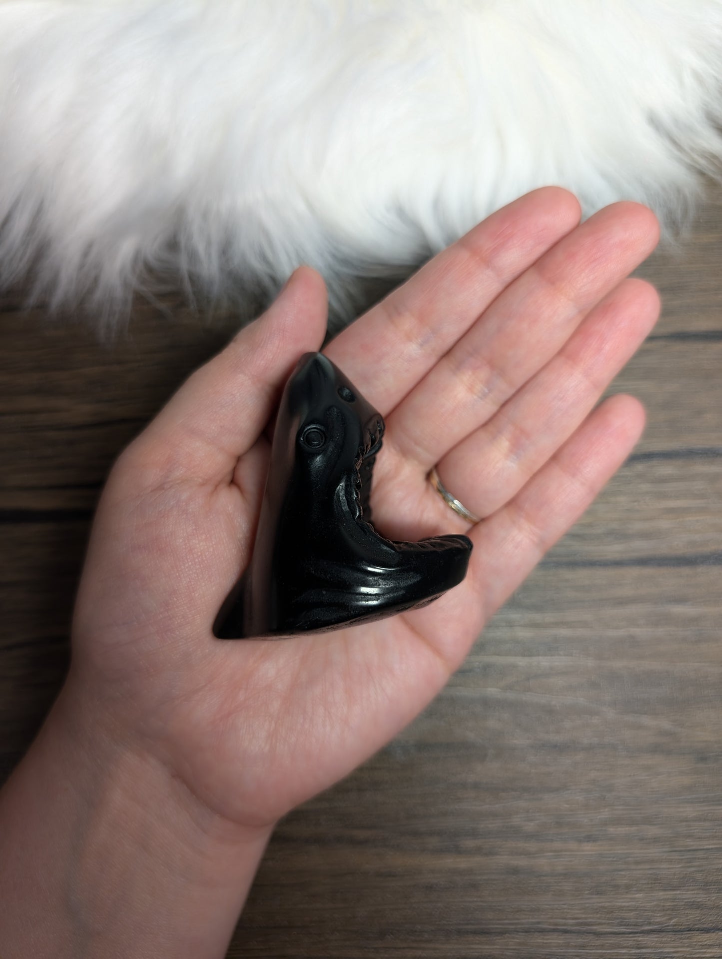 Black Obsidian Shark Head Carving