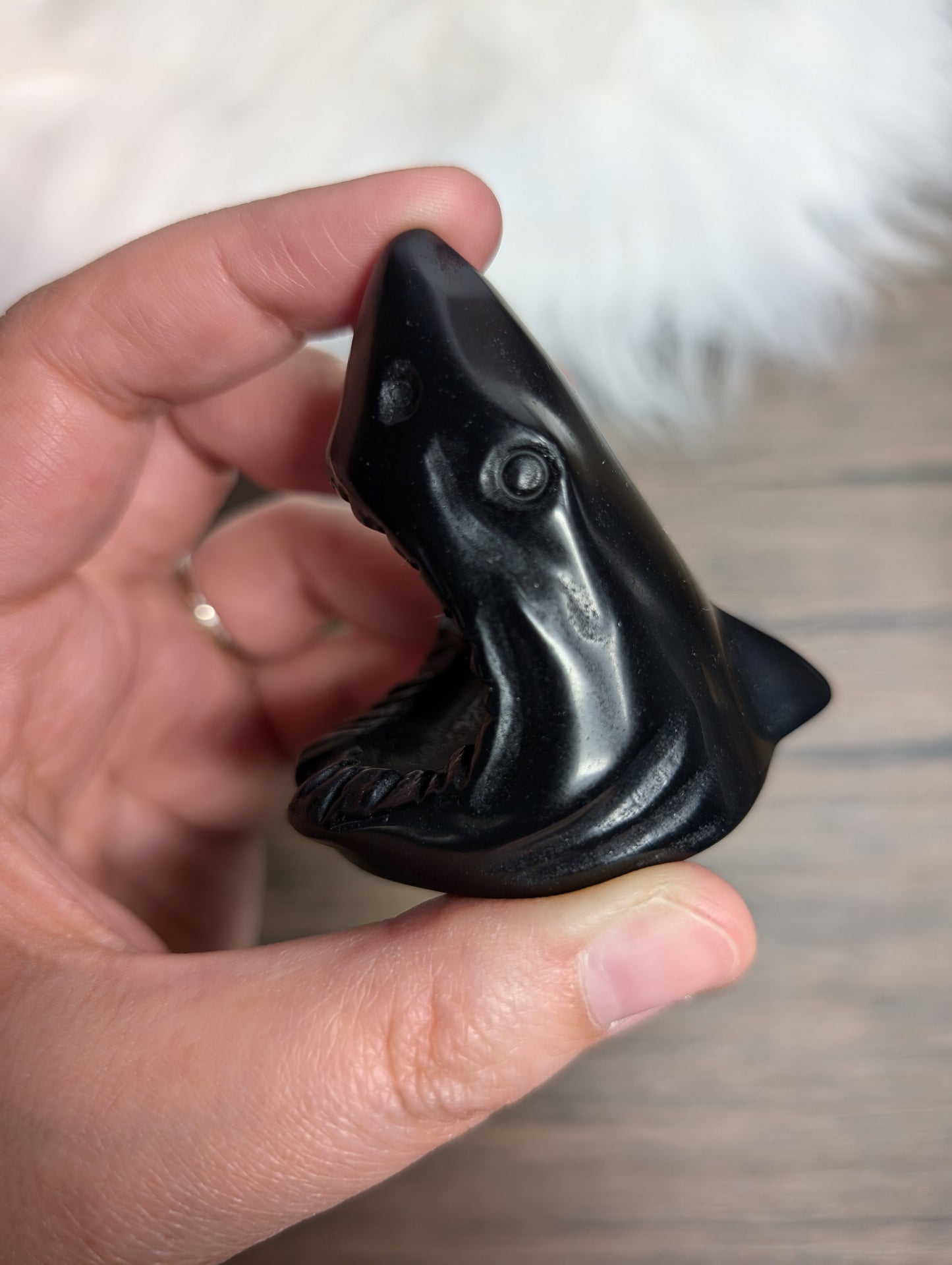 Black Obsidian Shark Head Carving