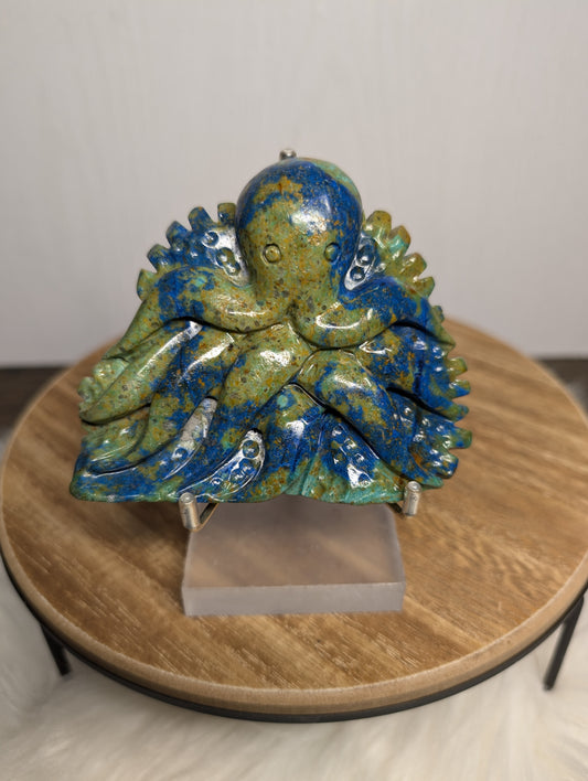 Azurite Octopus Carving