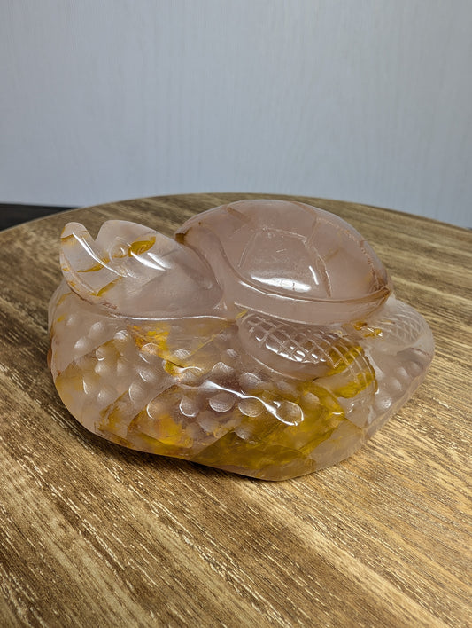 Golden Healer Fire Quartz Turtle w/ Star