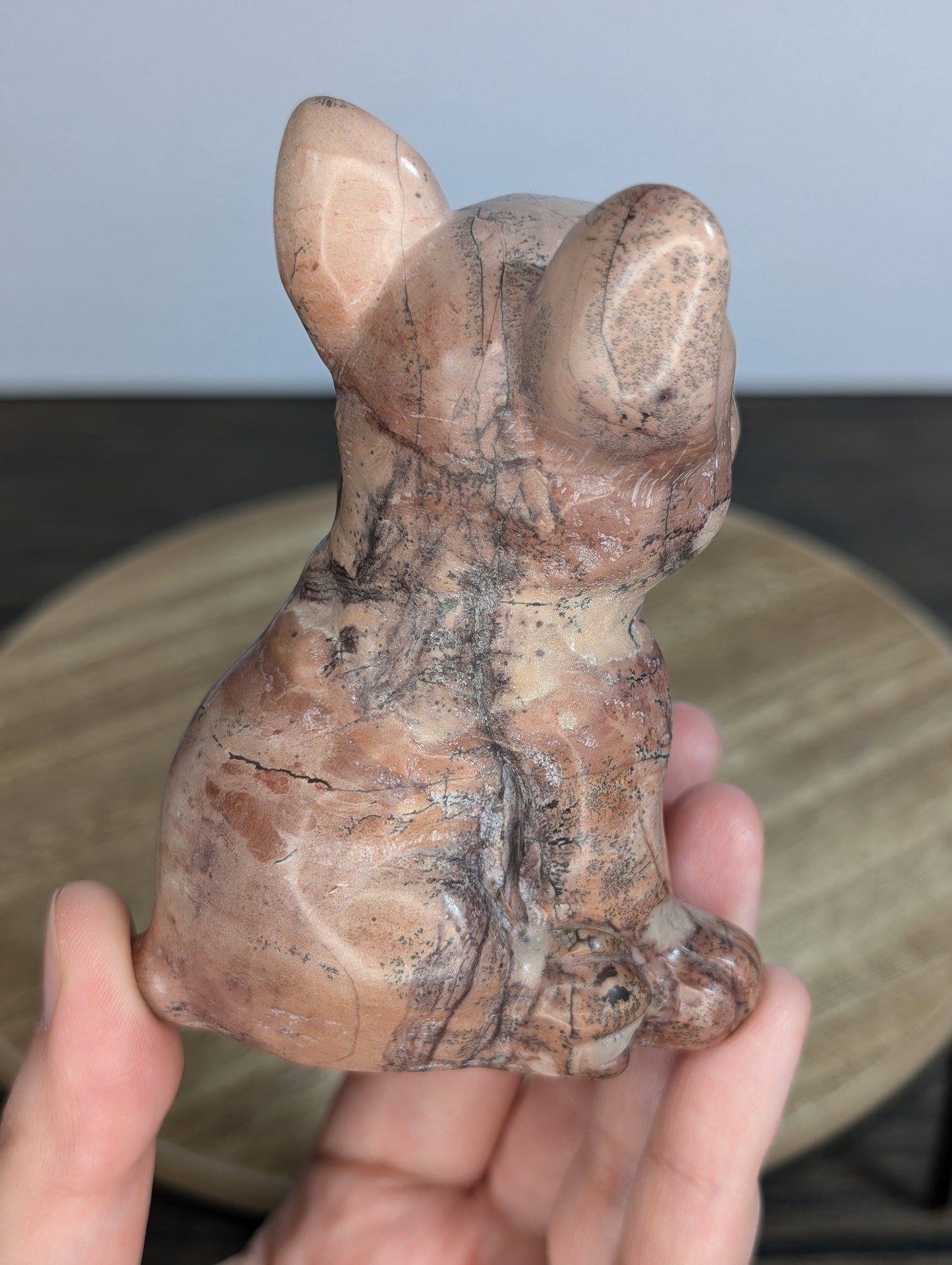 Pink Picture Jasper Frenchie Carving (AS34)