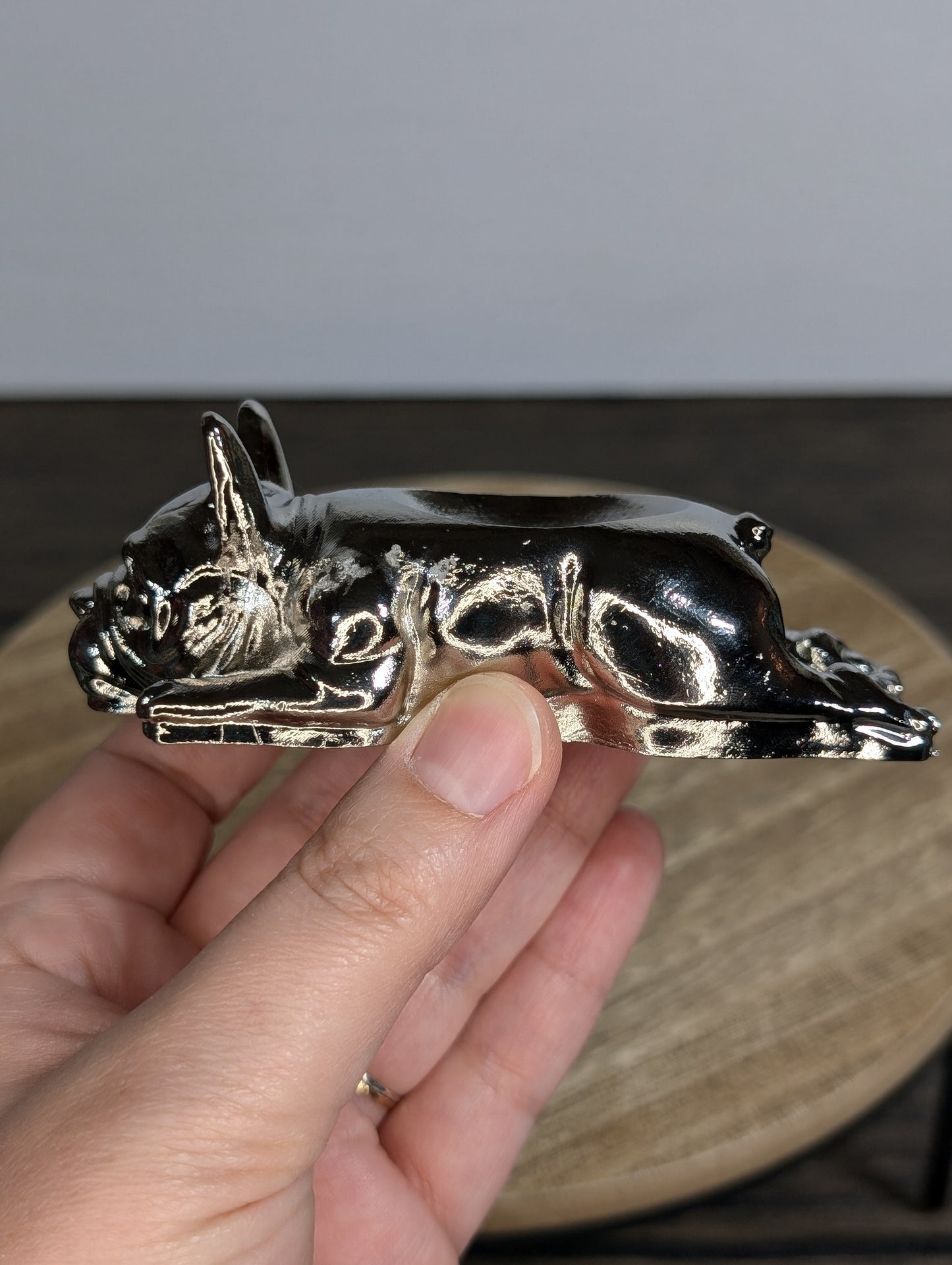Silver Metal Frenchie Sphere Stand (AS13)
