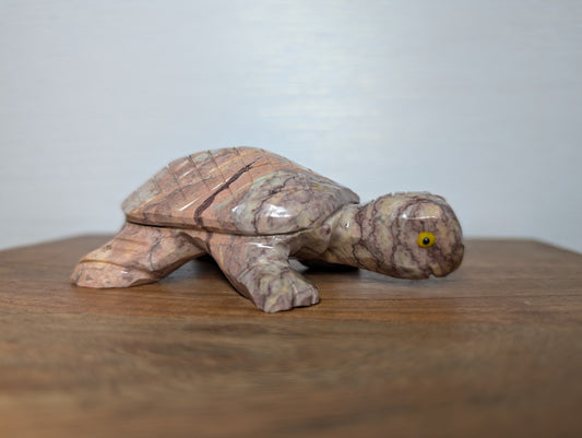 Pink Soapstone Turtle Carving (P39)