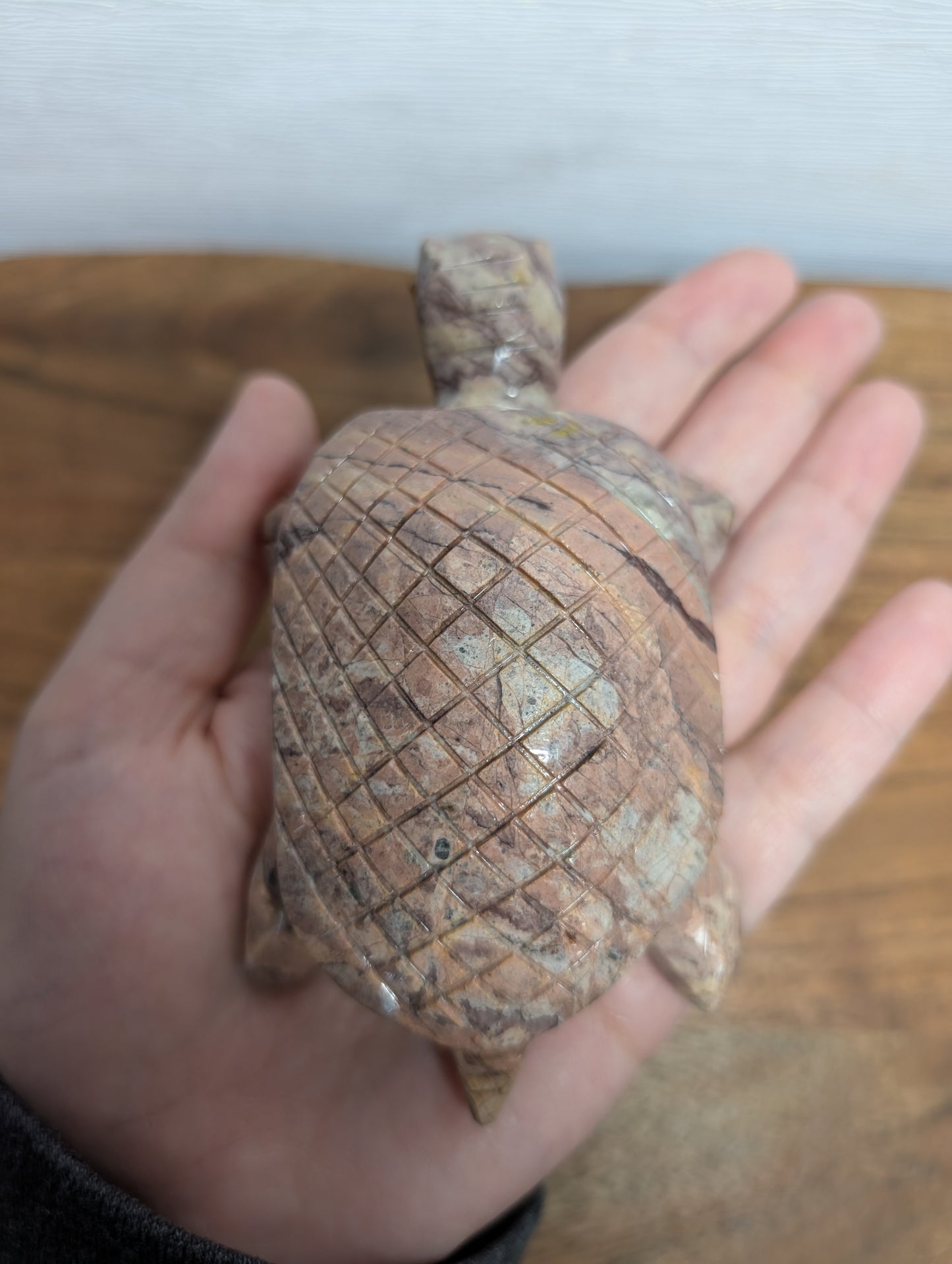 Pink Soapstone Turtle Carving (P39)