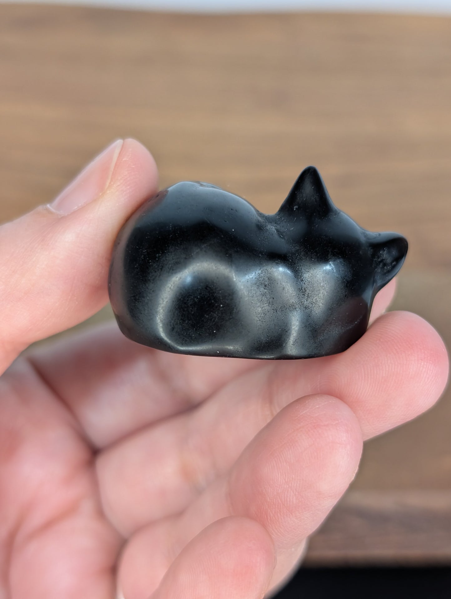 Obsidian Sleeping Cat Carving
