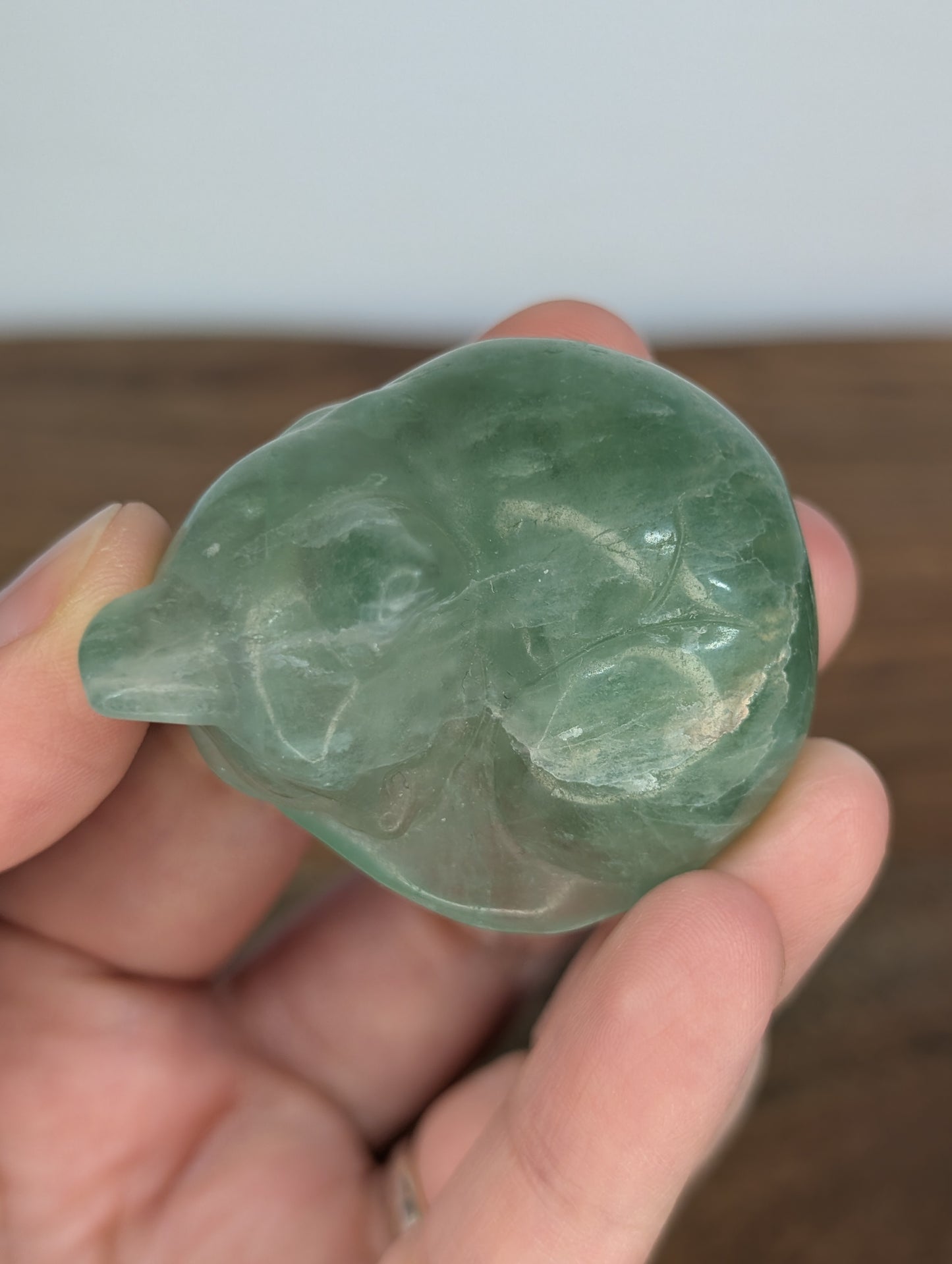 Green Fluorite Sleeping Cat Carving (AR86)