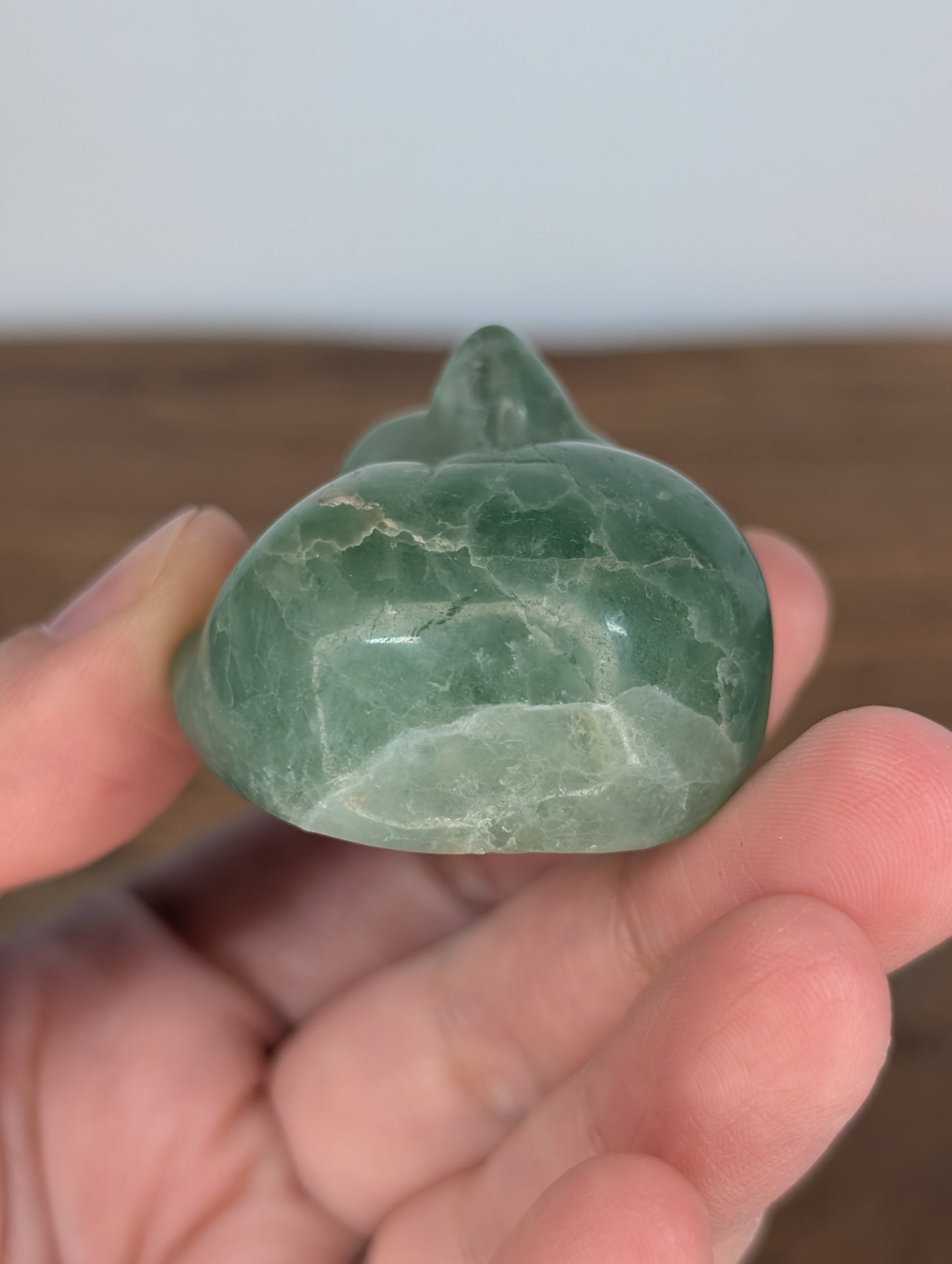 Green Fluorite Sleeping Cat Carving (AR86)