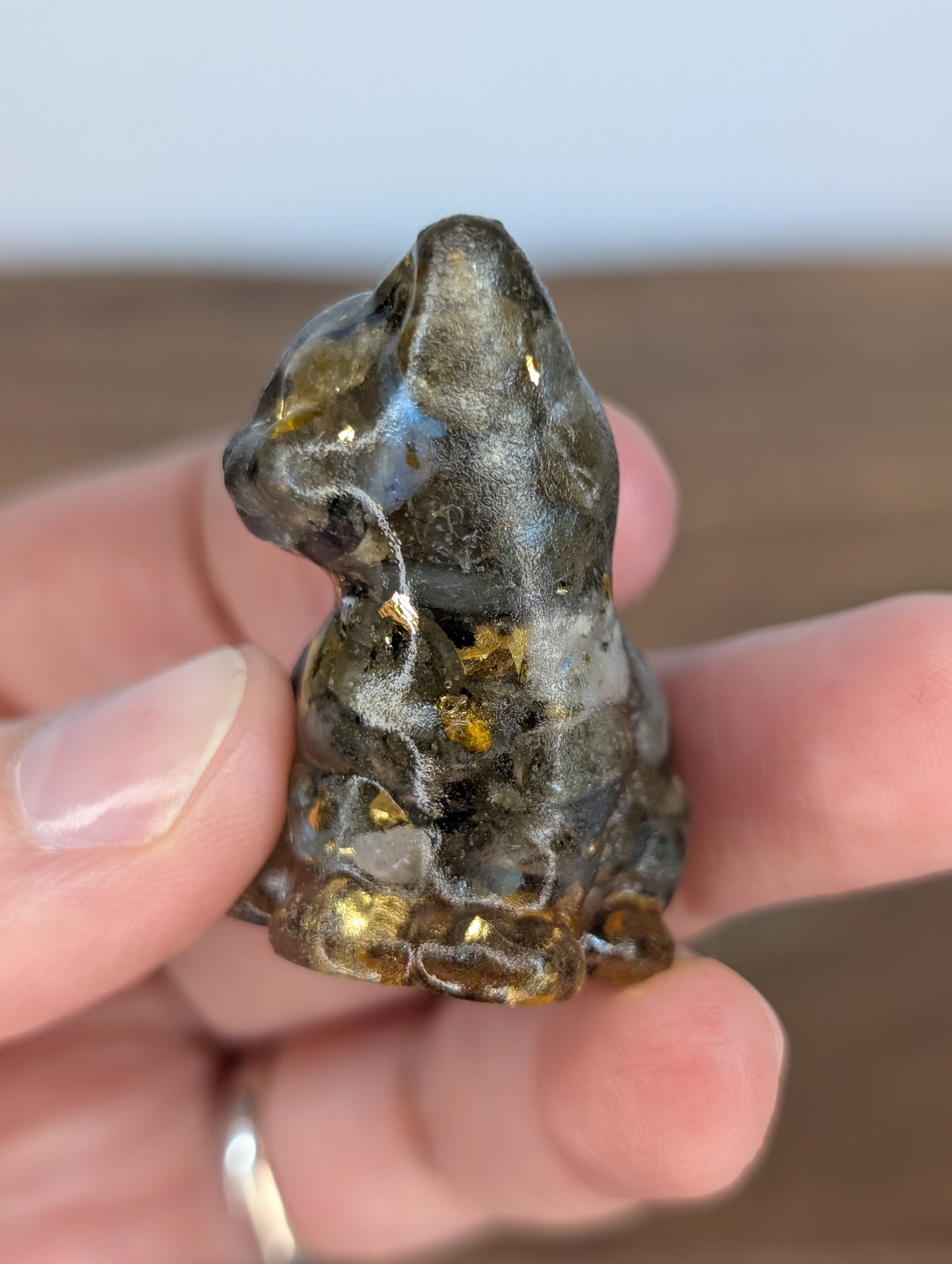 Labradorite Chip Resin Cat Carving