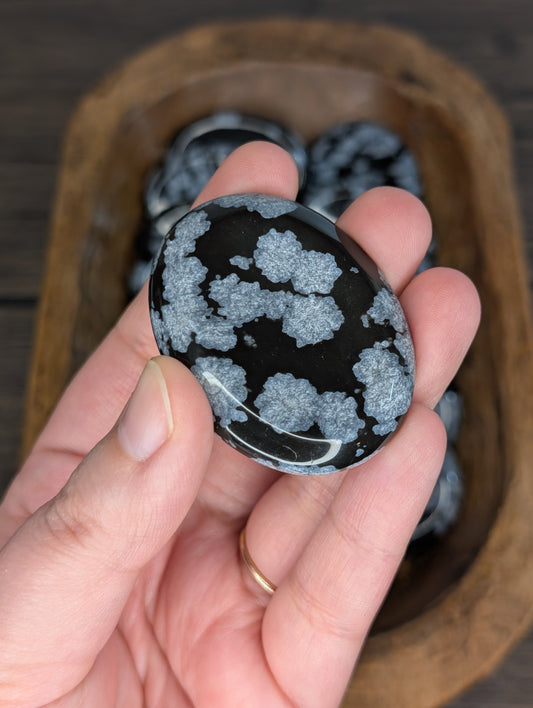 Snowflake Obsidian Worry Stone