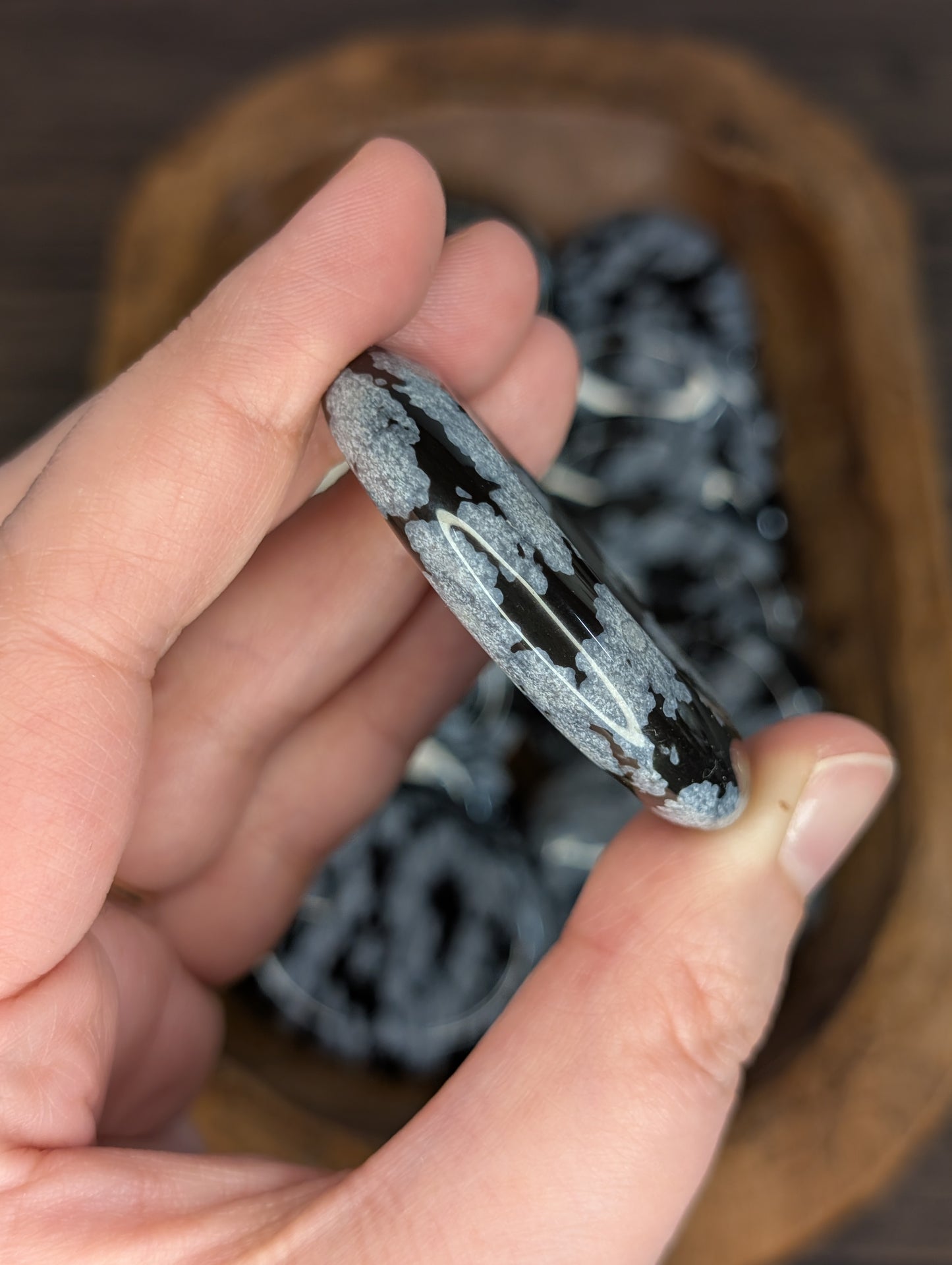 Snowflake Obsidian Worry Stone