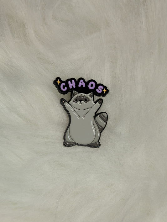 Chaos Raccoon Enamel Pin