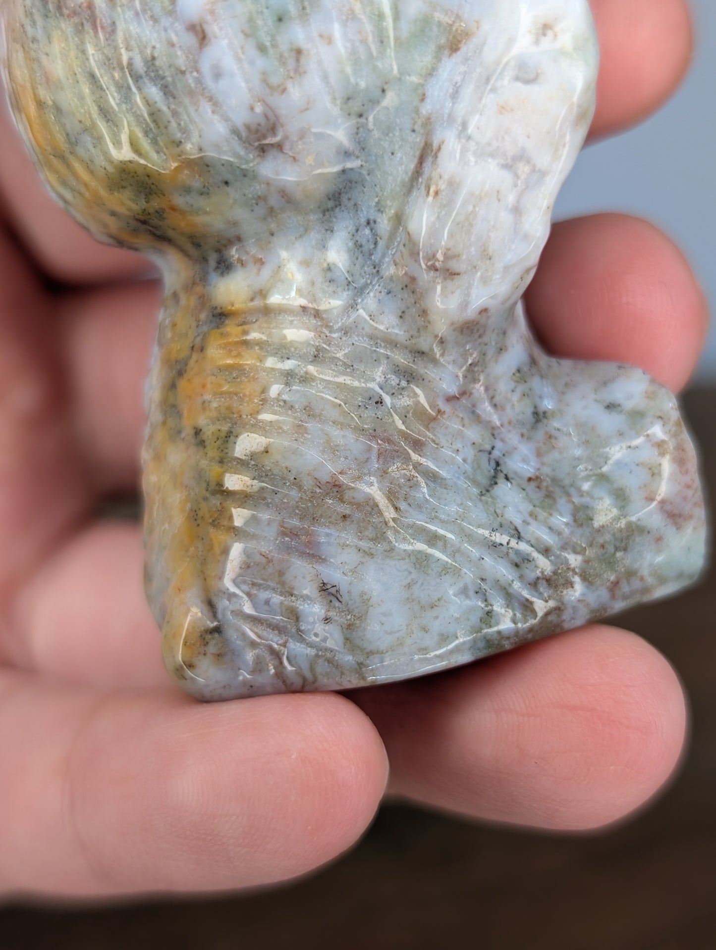 Druzy Sea Jasper Teddy Bear Carving (R18)