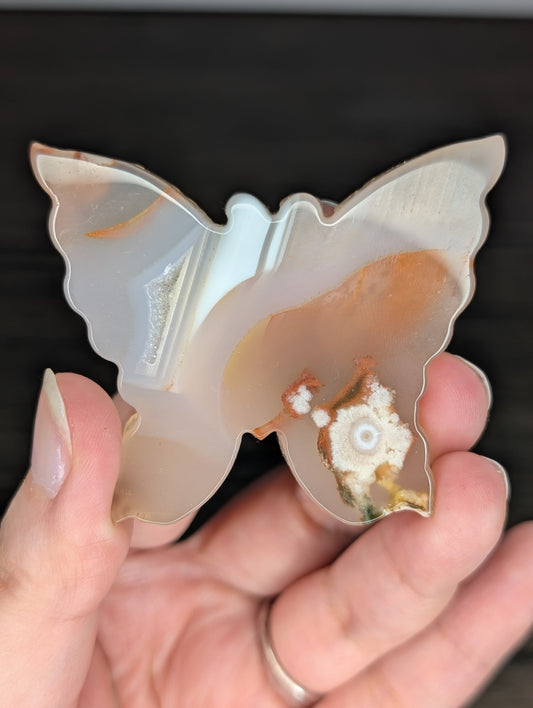 Flower Agate Butterfly Carving
