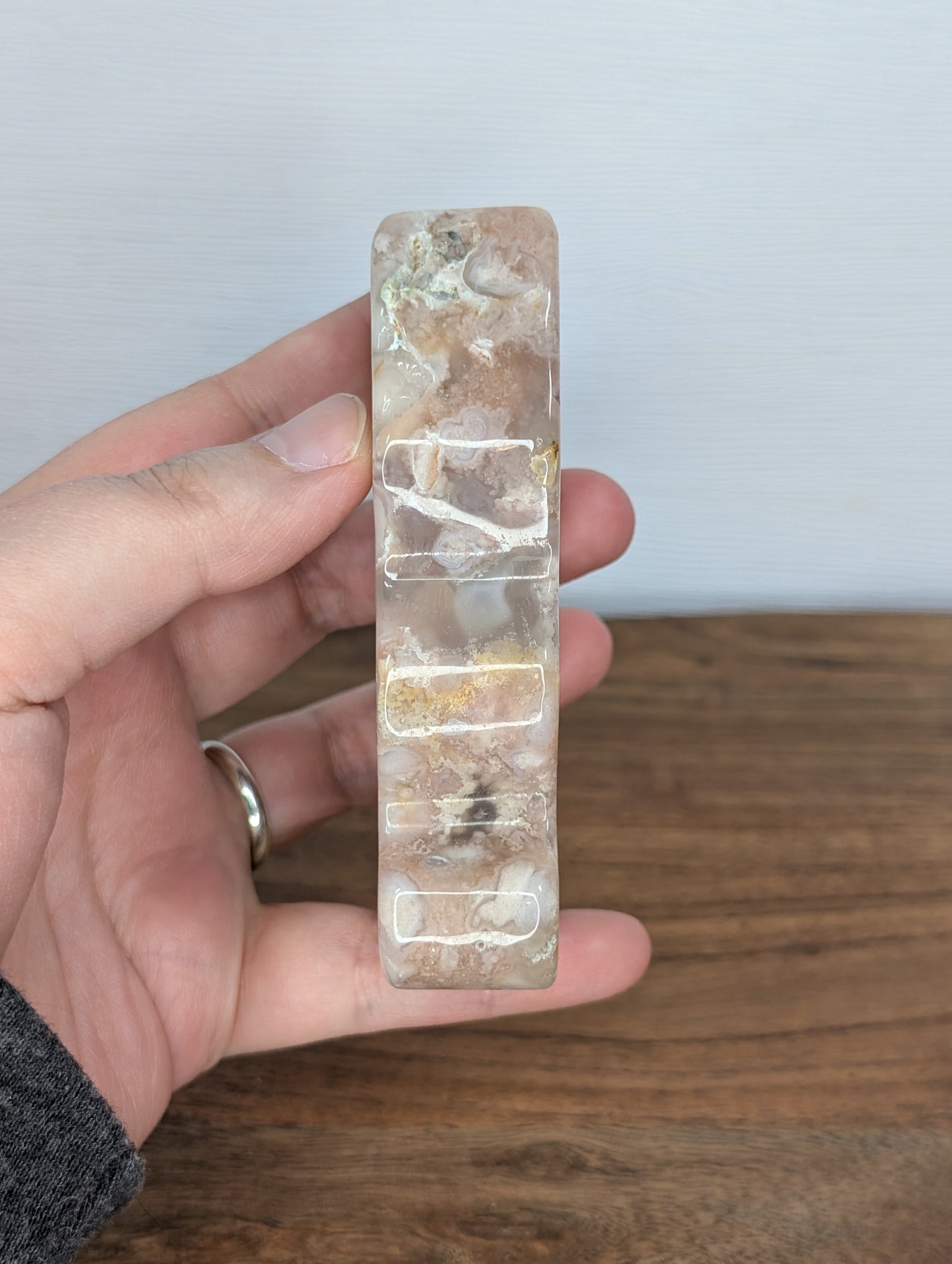 Flower Agate Cat Silhouette Carving (V73)