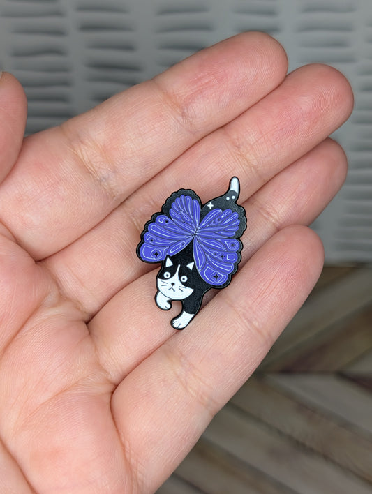 (Style 2) Butterfly Tuxedo Cat Enamel Pin