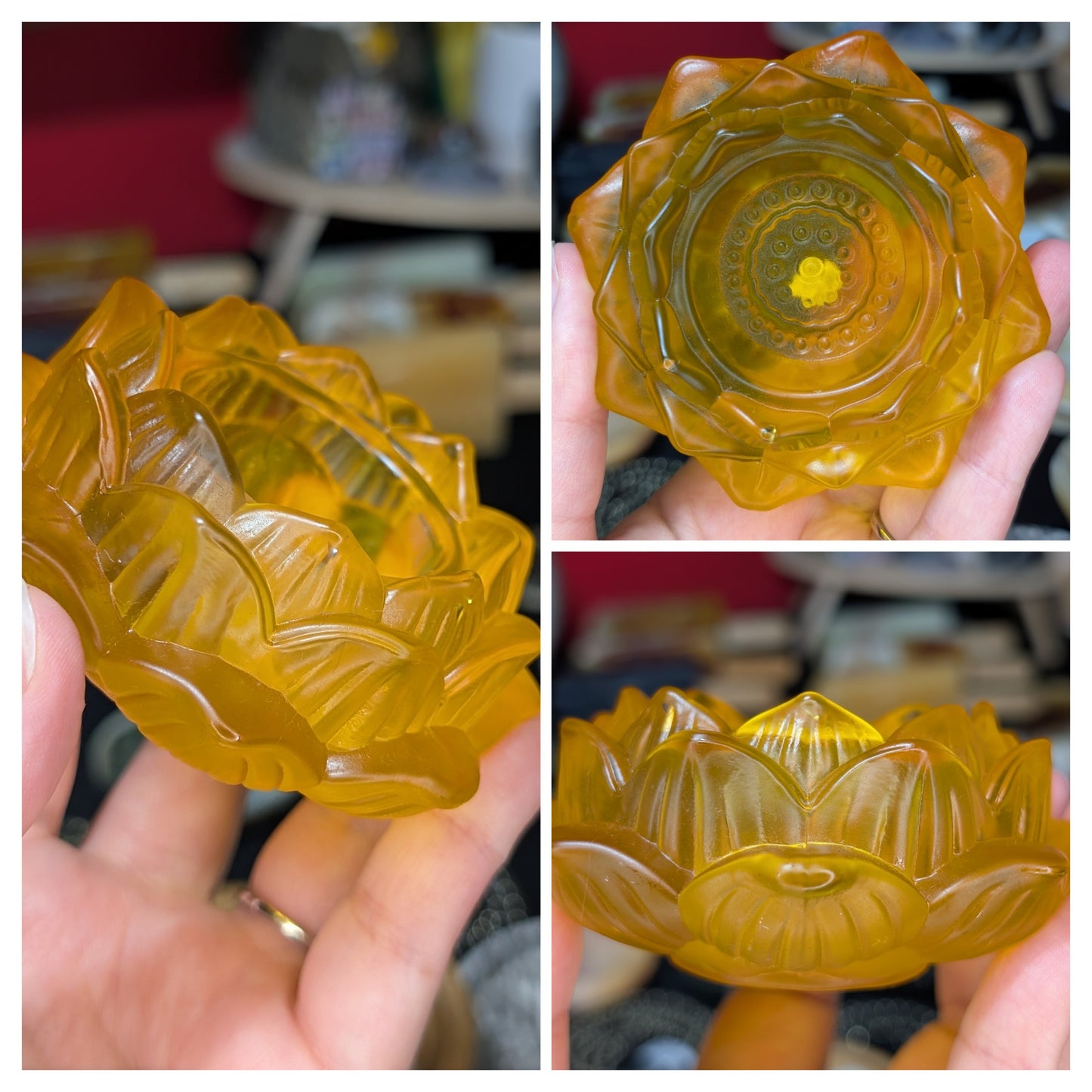 Colored Glass Lotus Tealight Holder or Sphere Holder