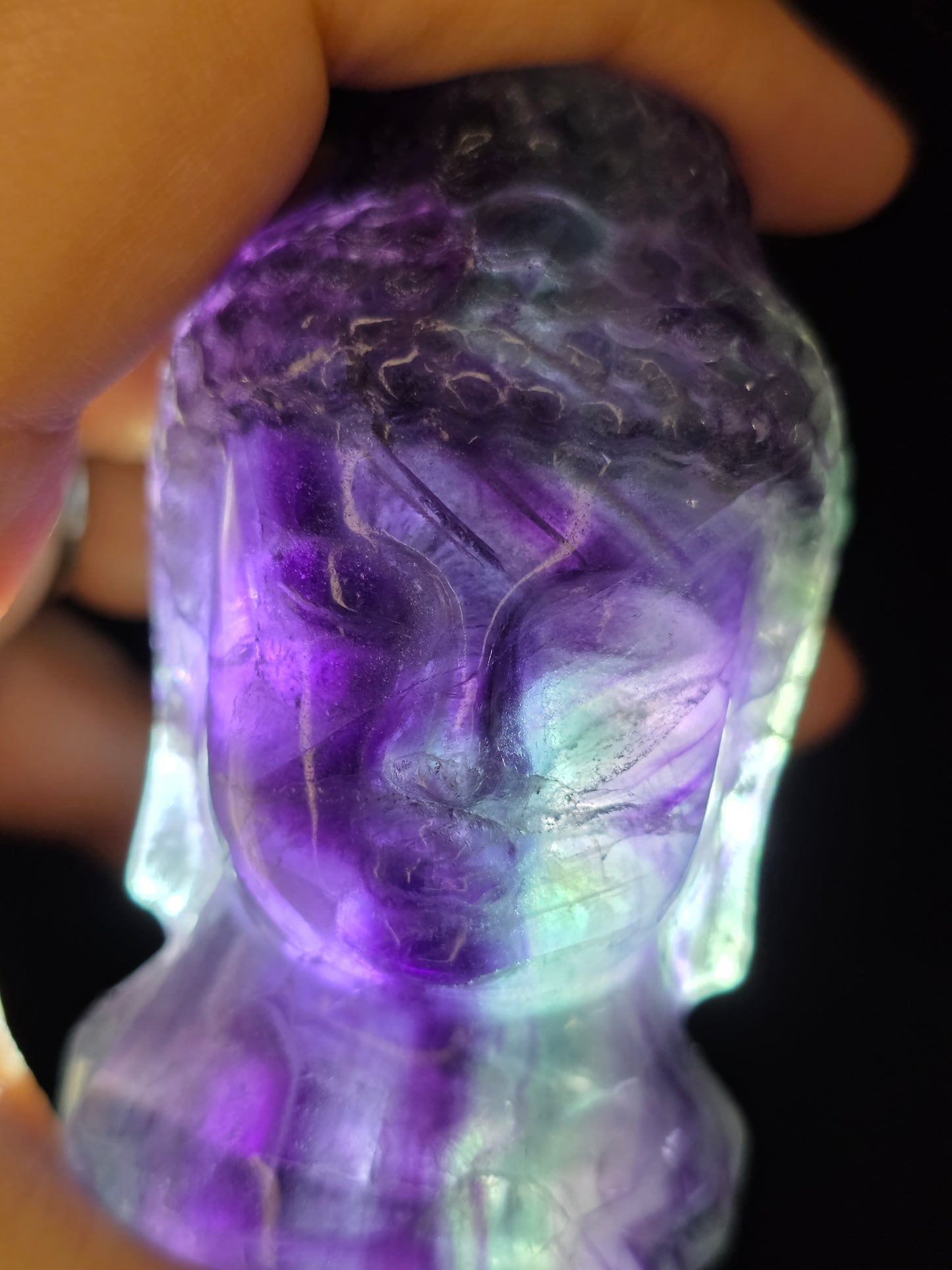 Fluorite Buddha Head Carving