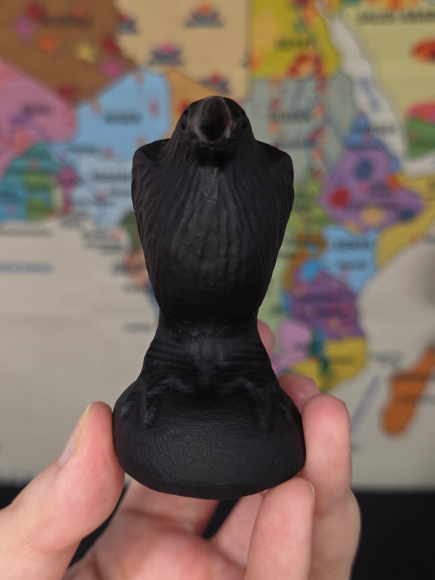 Matte Black Obsidian Raven Carving