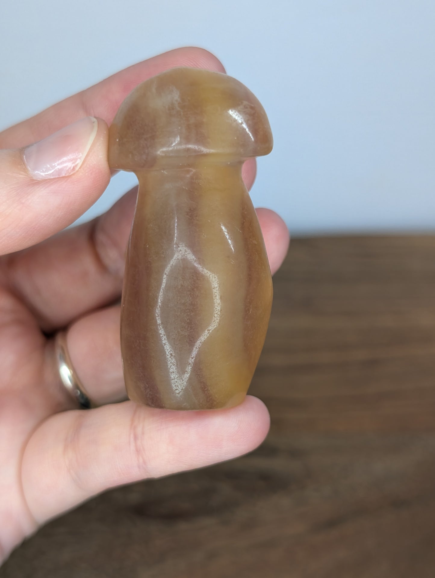 Yellow Fluorite Double Mushroom Carving (D21)
